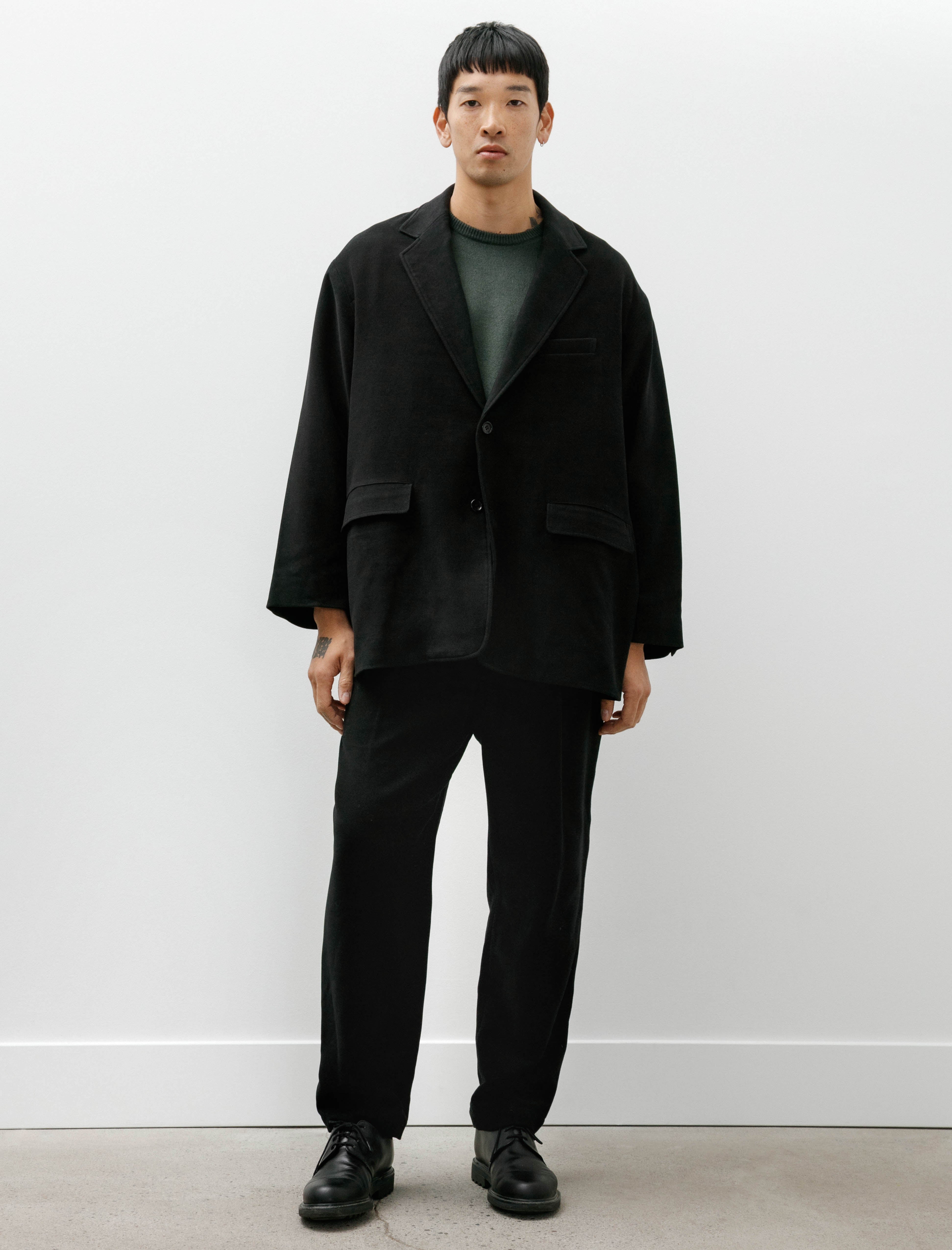 Graphpaper Supima Moleskin Tapered Trousers Black