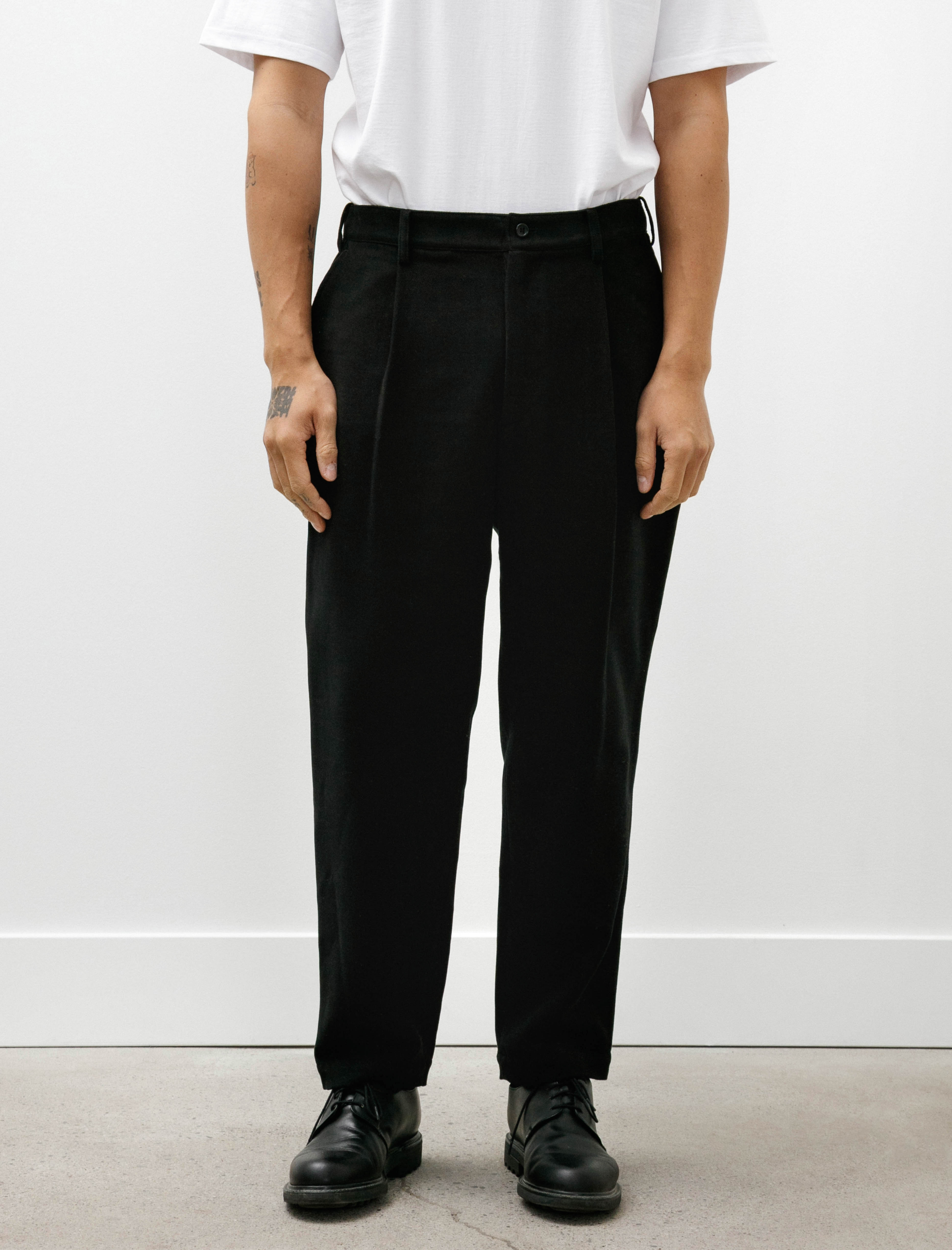 Graphpaper Supima Moleskin Tapered Trousers Black