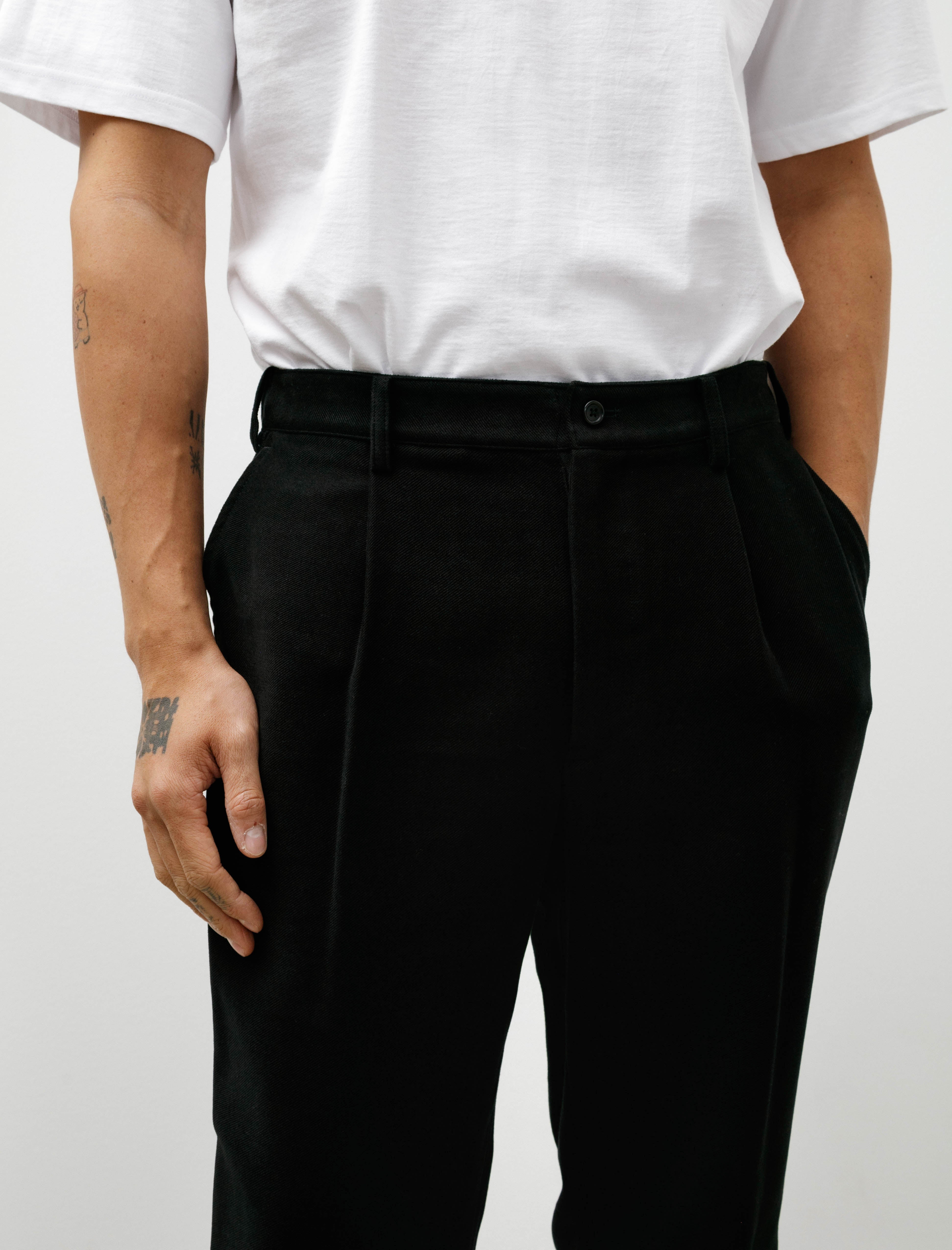 Graphpaper Supima Moleskin Tapered Trousers Black