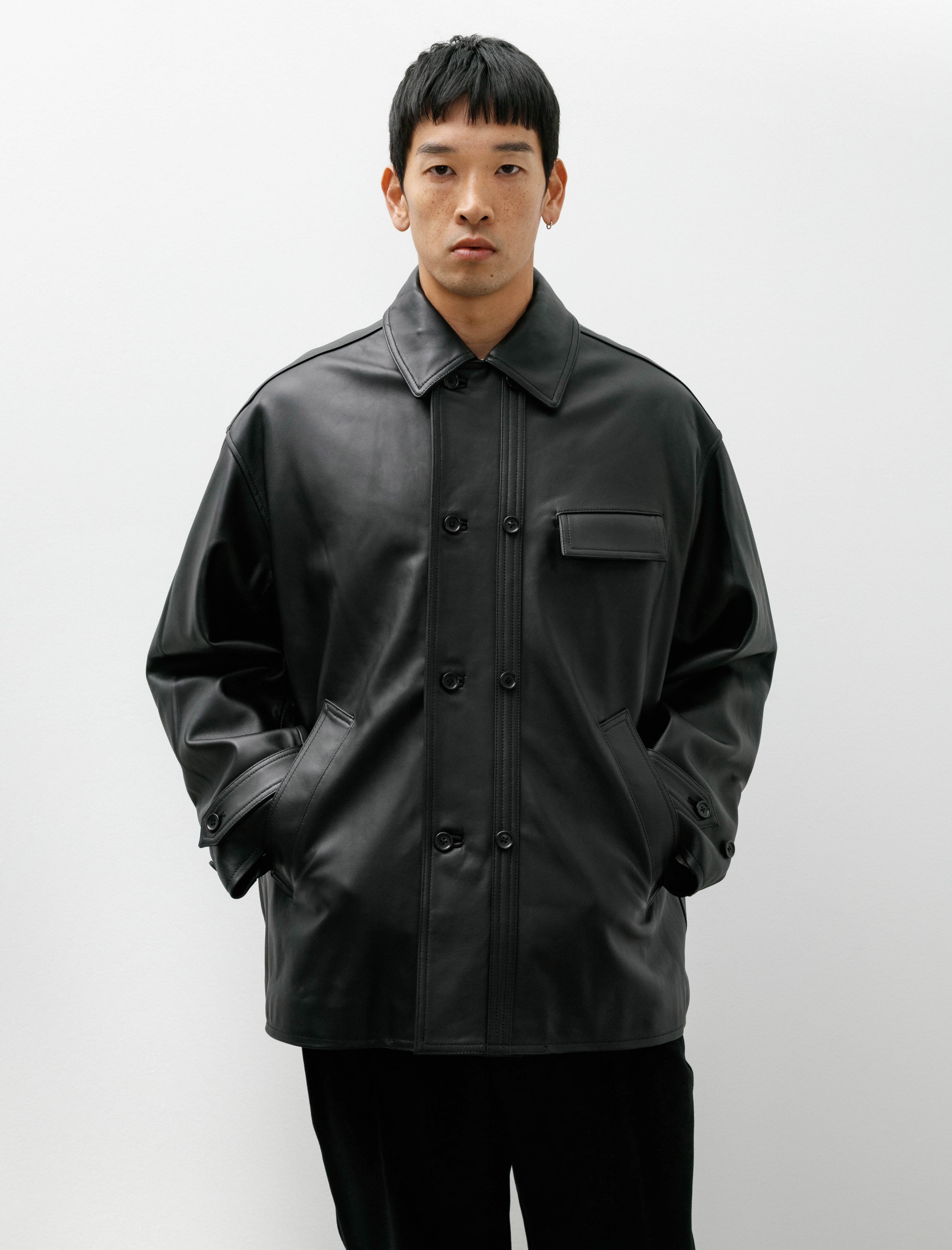 Graphpaper Sheep Leather Corbusier Jacket Black