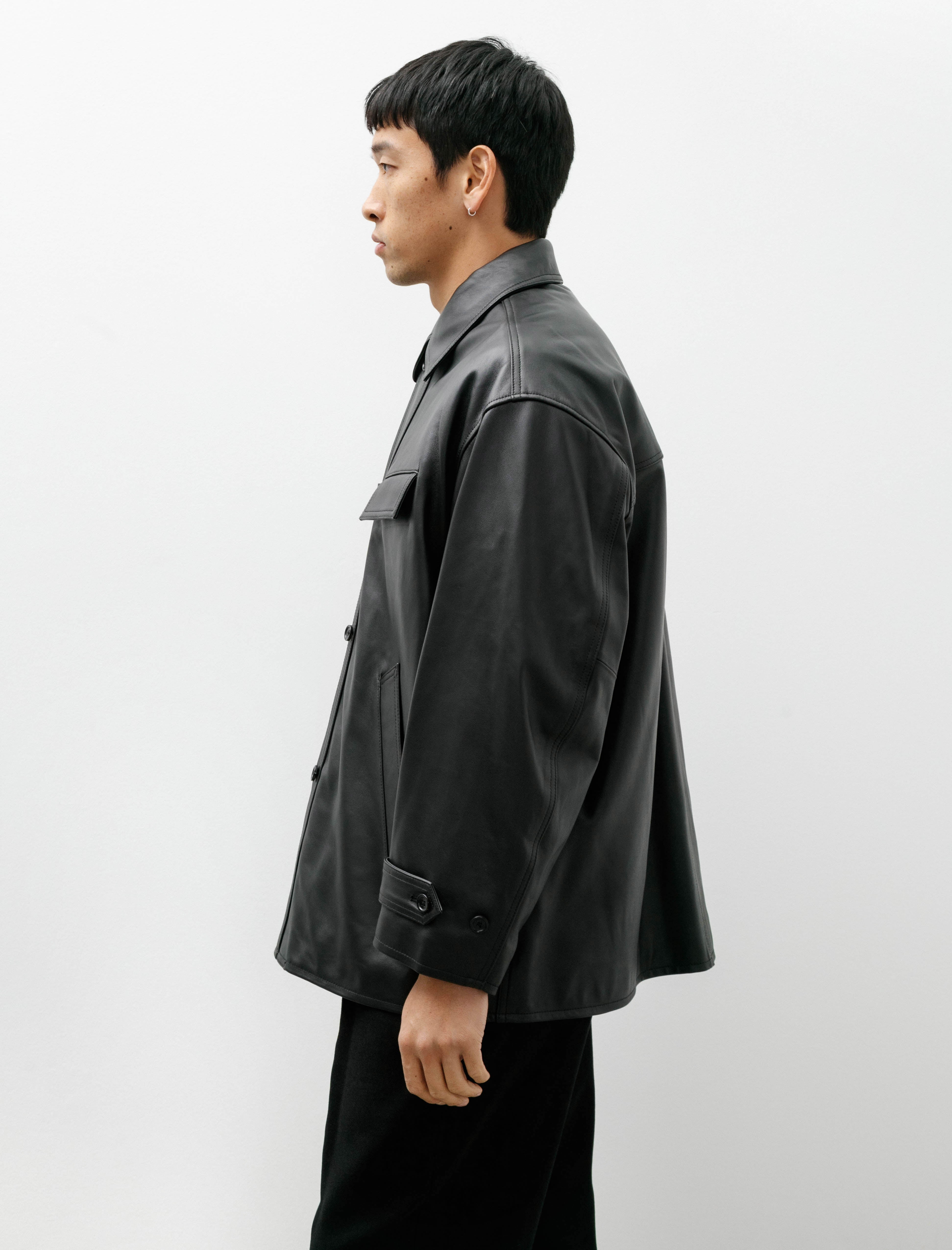 Graphpaper Sheep Leather Corbusier Jacket Black