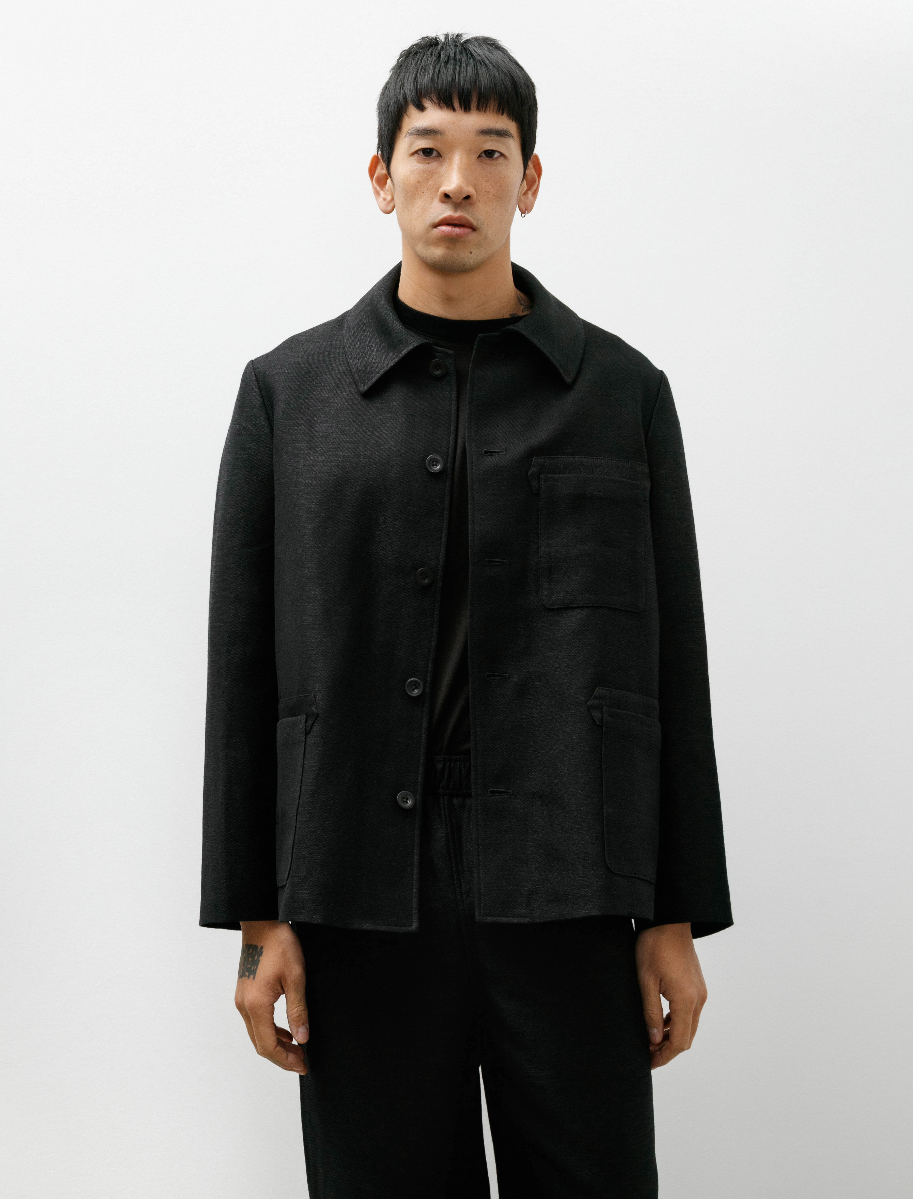 Gorsch Wool Hemp Dobby Work Jacket Black