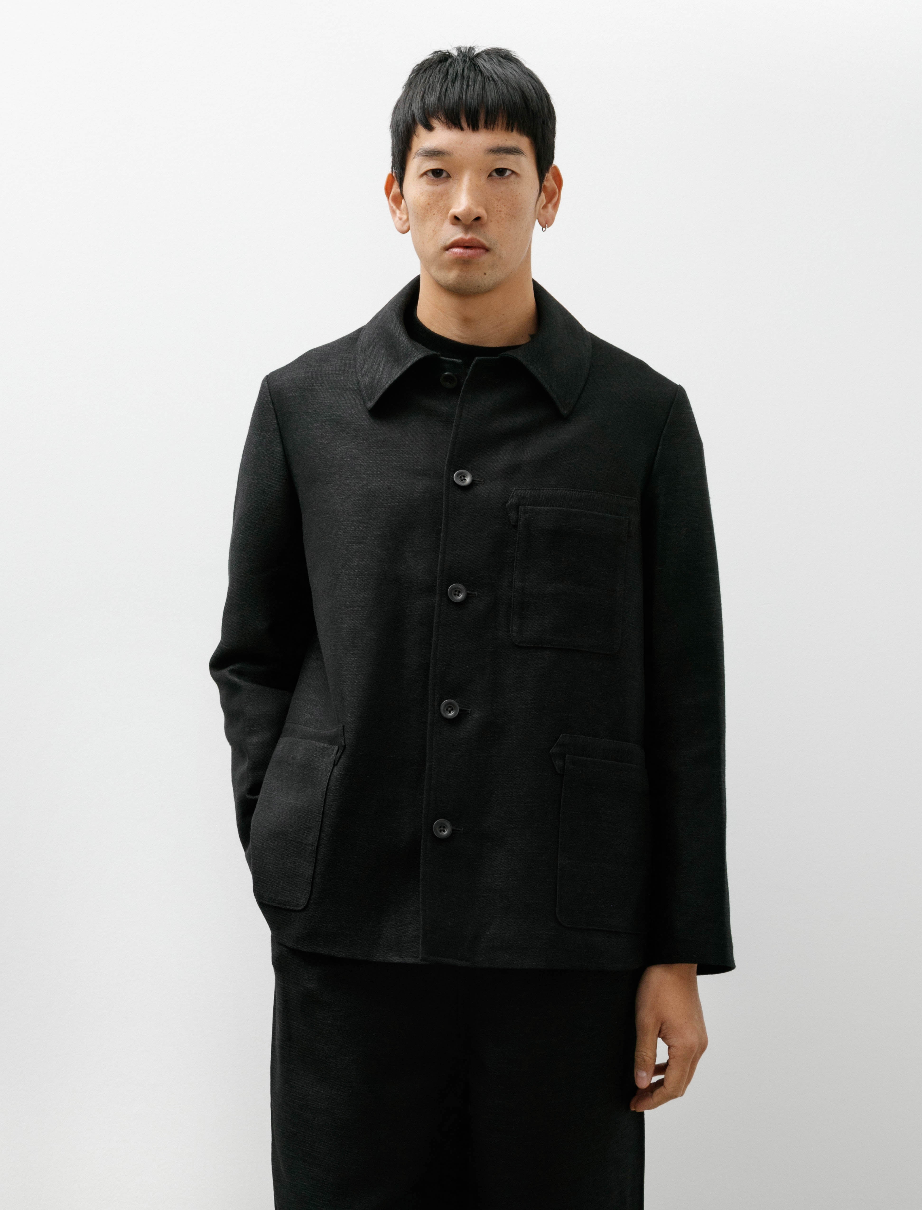 Gorsch Wool Hemp Dobby Work Jacket Black