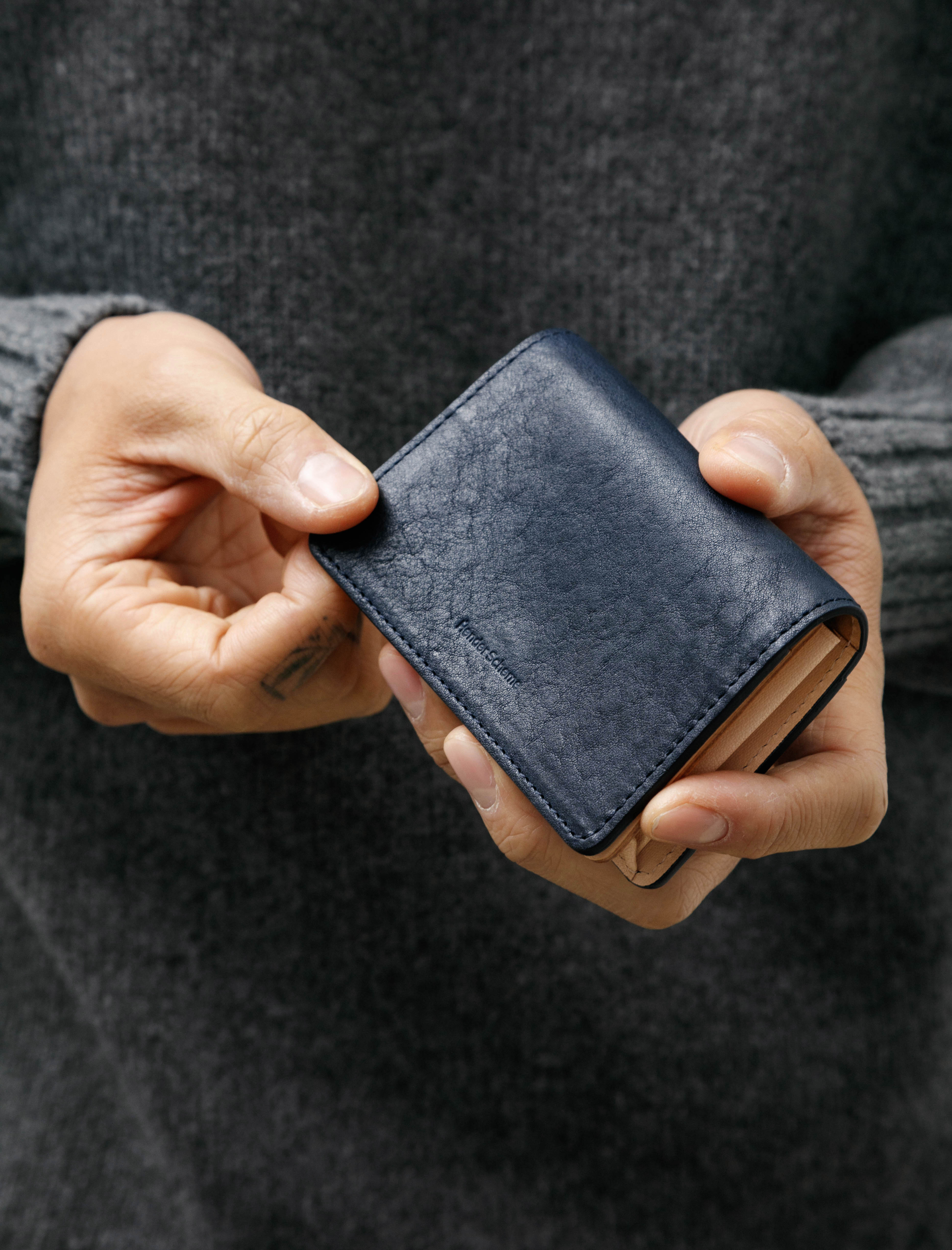 Hender Scheme Multilayered Card Case Navy