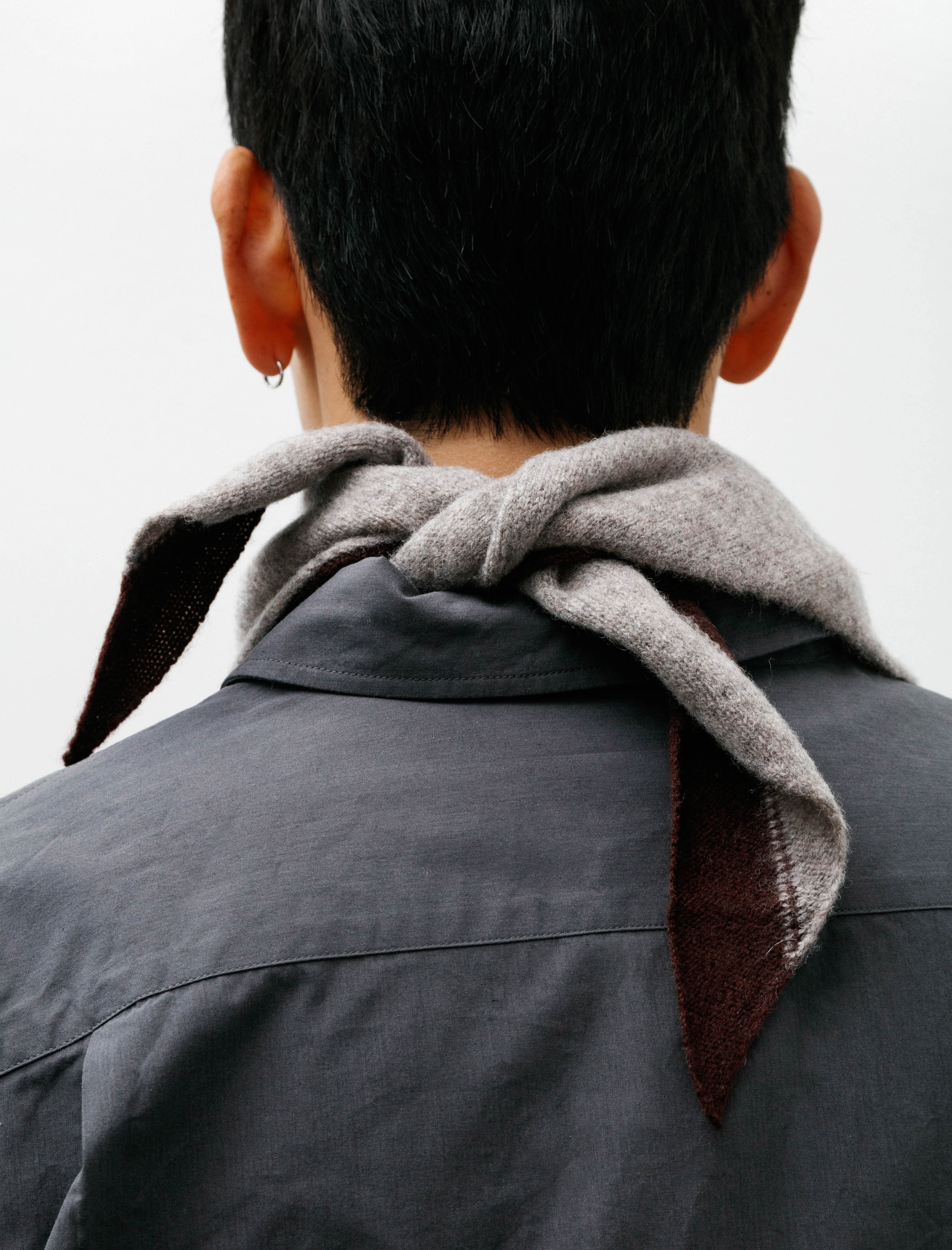 Margaret Howell MHL Tipped Scout Scarf Pebble/Mahogany