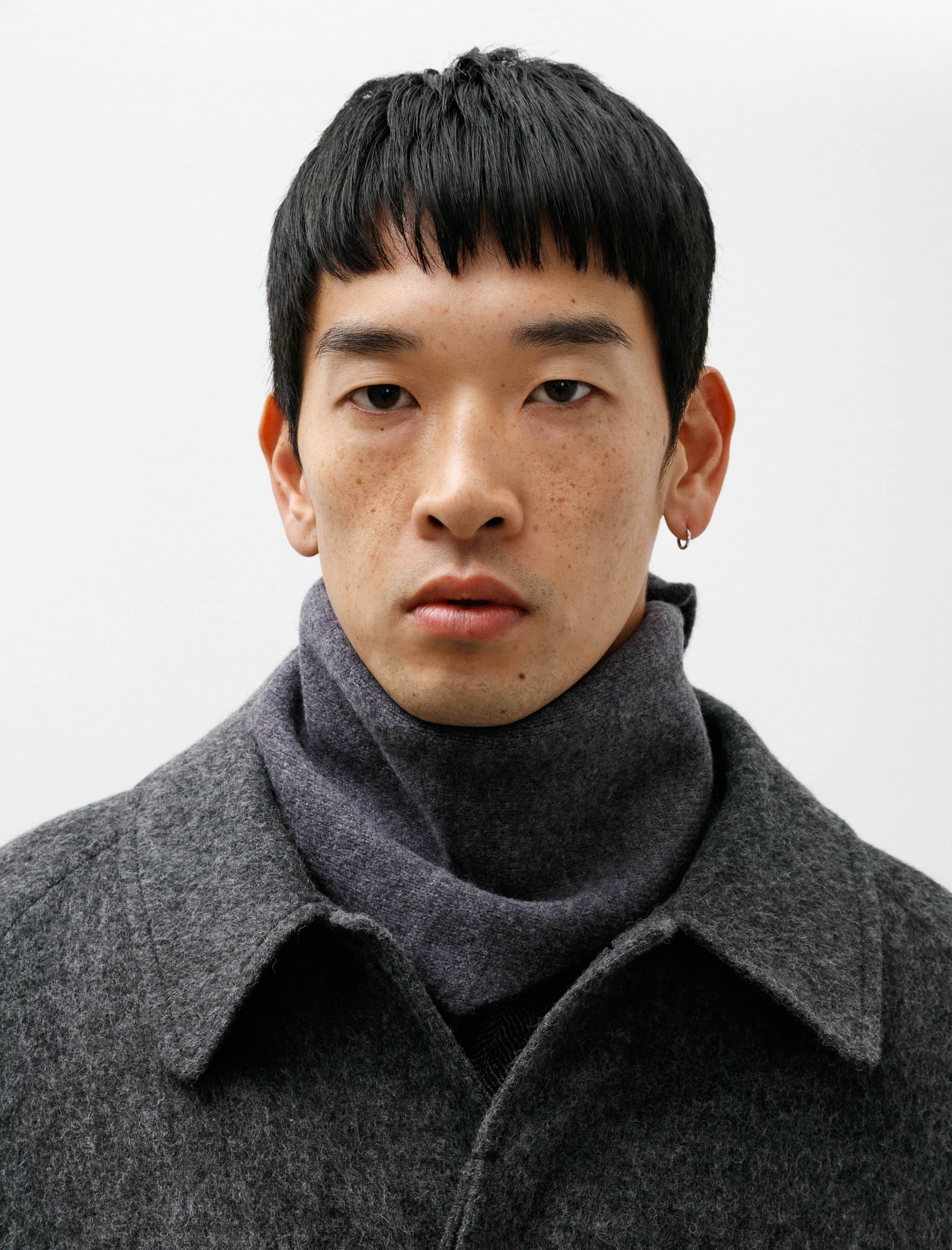 Margaret Howell MHL Tipped Scout Scarf Grey/Ink