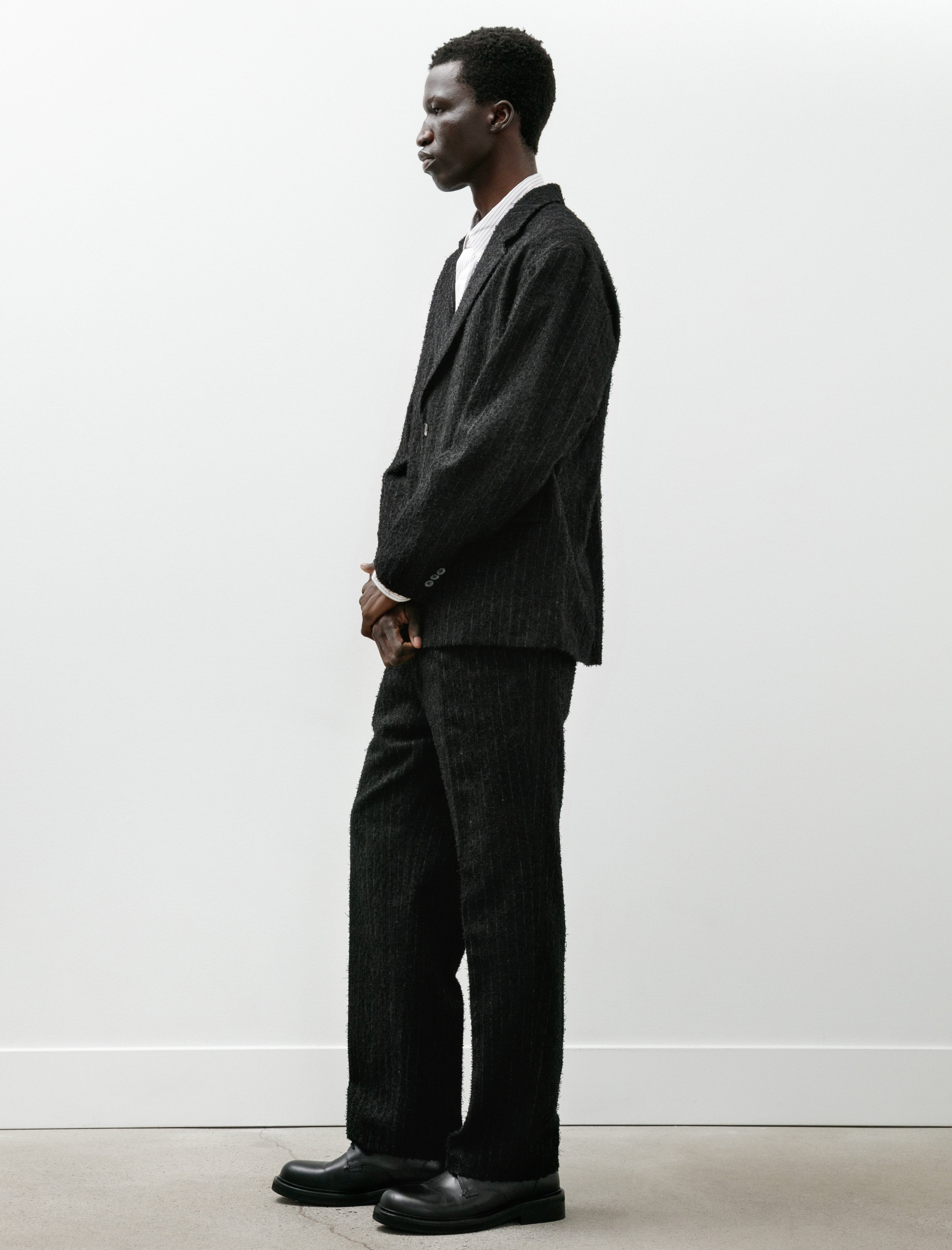 Polyploid Tuck Suit Pants C Black Stripe