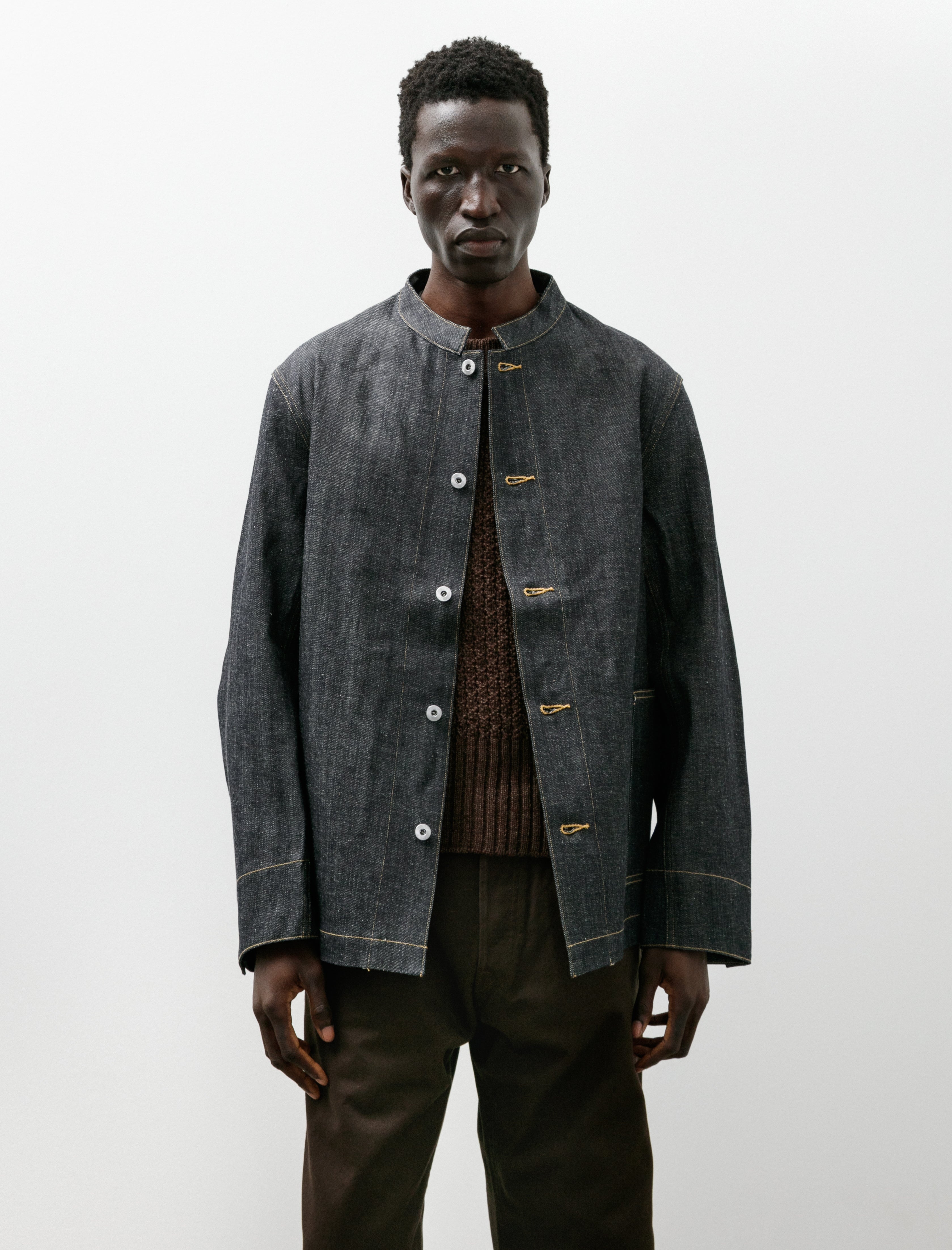 Taiga Takahashi Lot 706 Stand Collar Denim Jacket Raw Indigo
