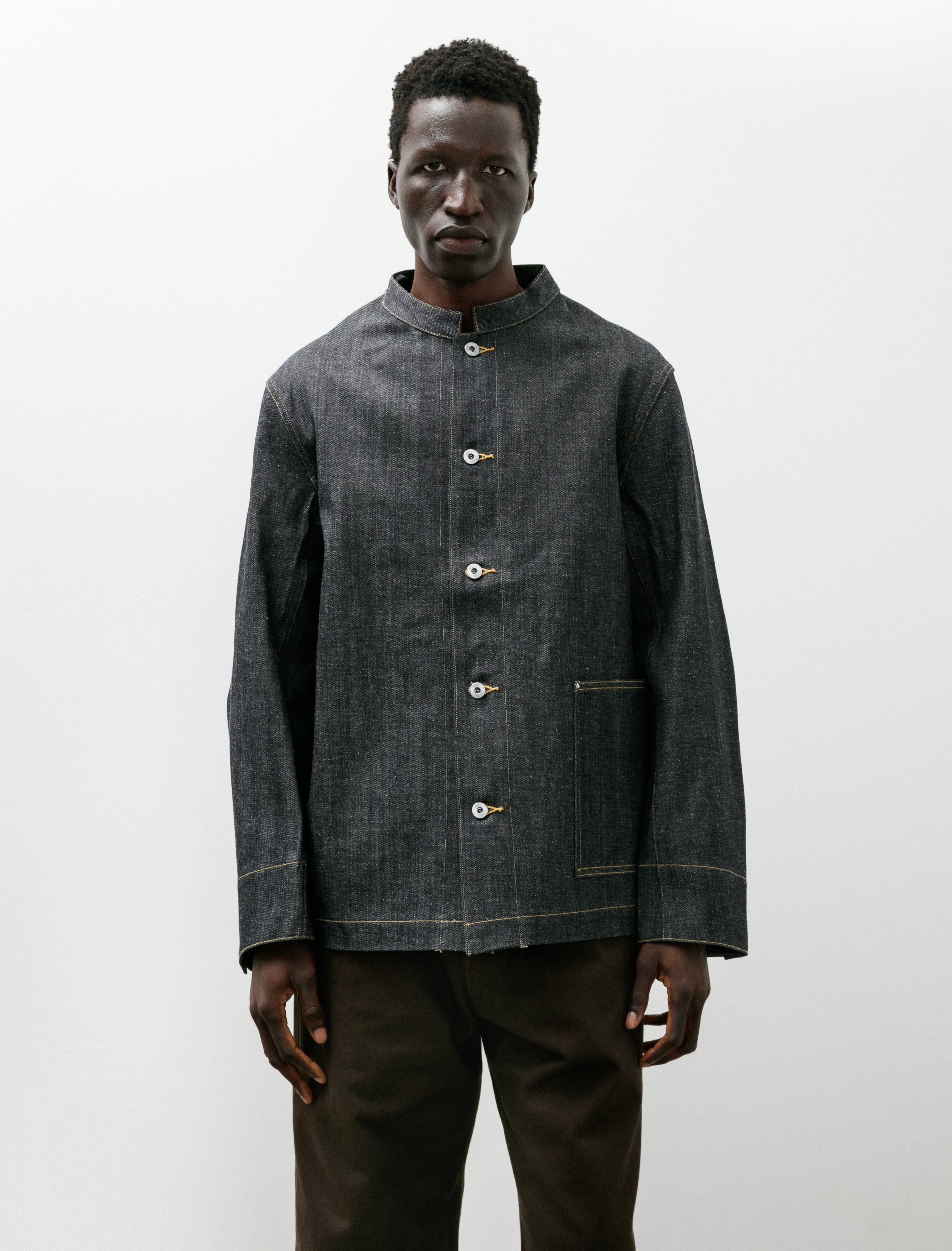 Taiga Takahashi Lot 706 Stand Collar Denim Jacket Raw Indigo