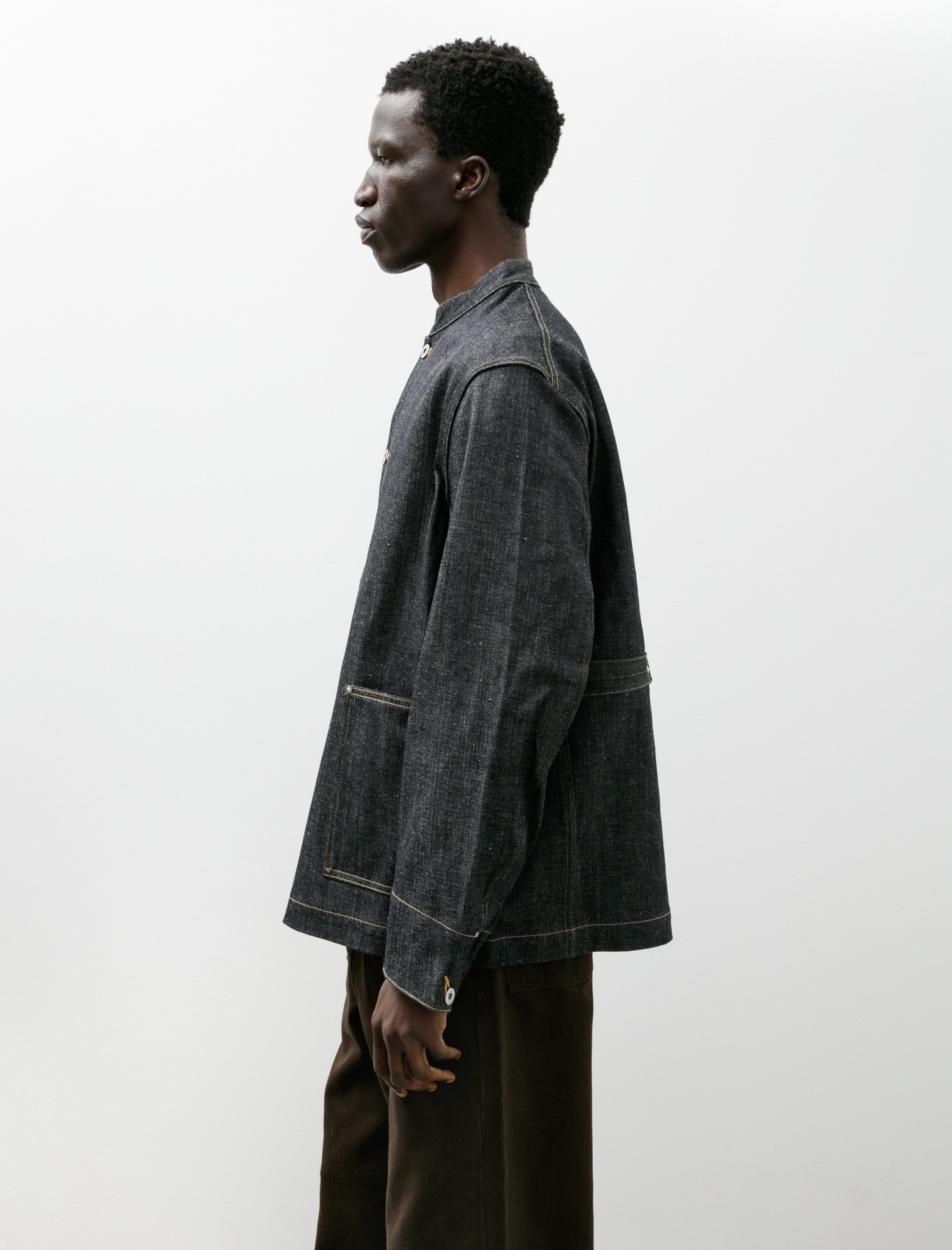 Taiga Takahashi Lot 706 Stand Collar Denim Jacket Raw Indigo