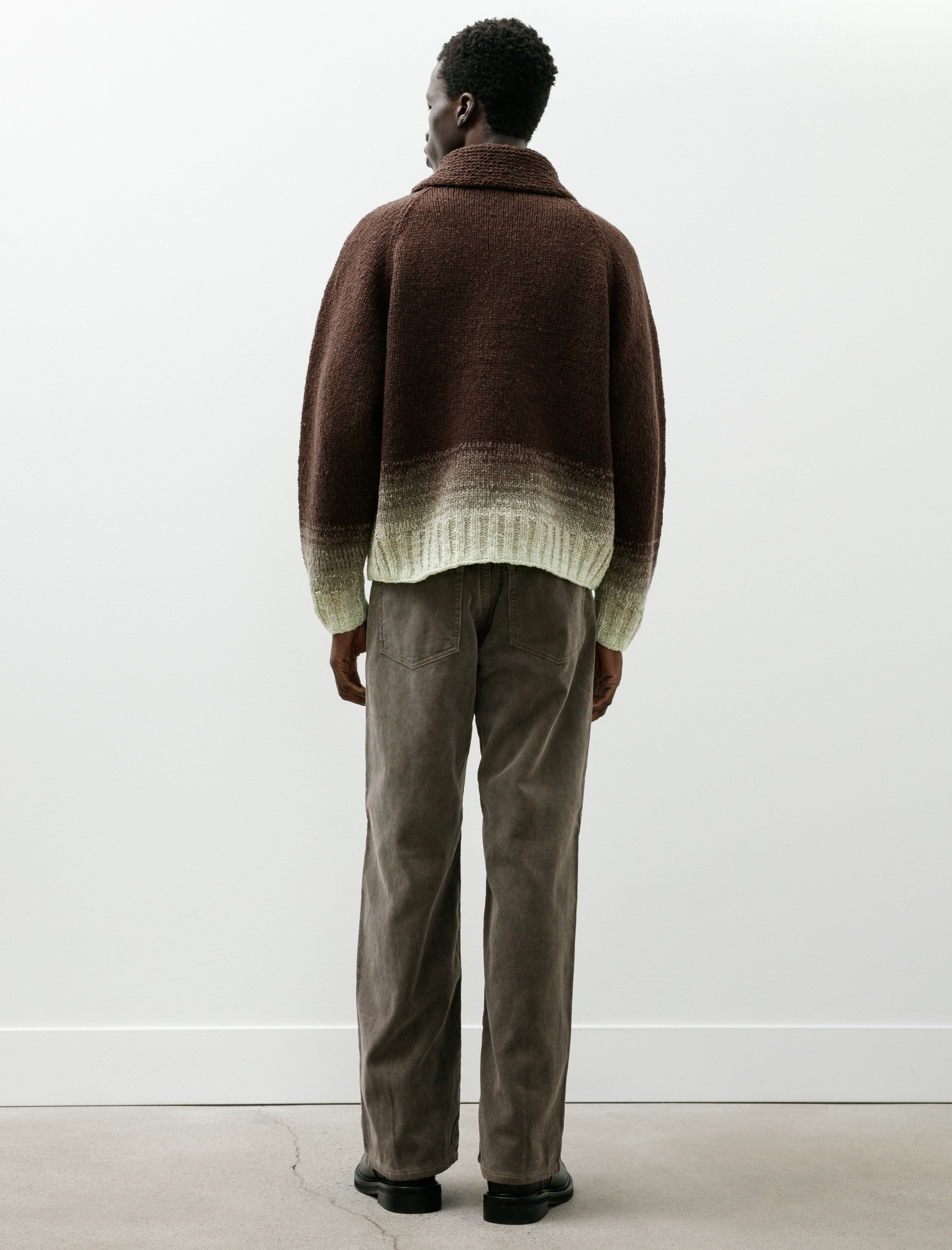 Auralee Garment Dyed Finx Corduroy 5P Wide Pants Olive Brown