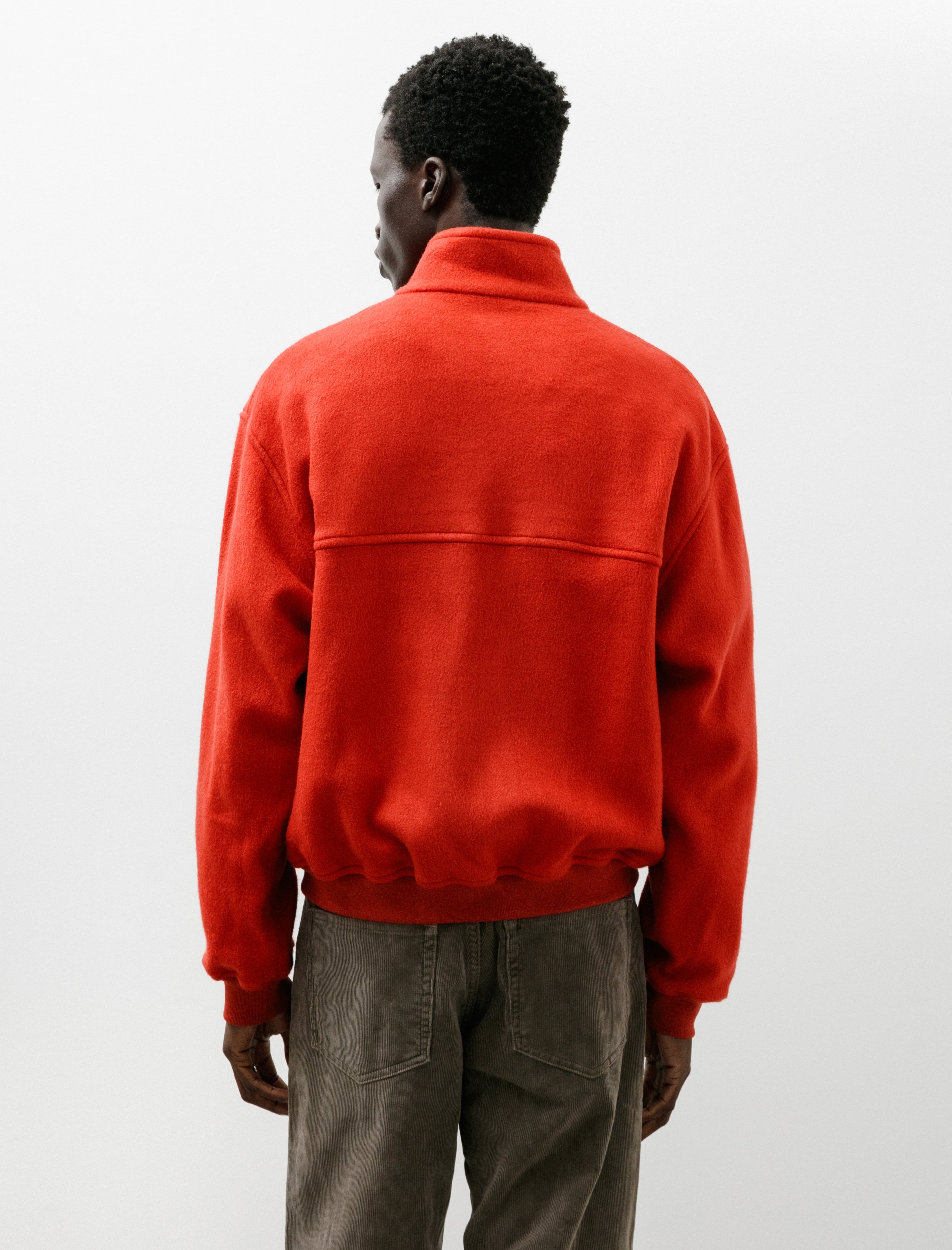 Auralee Pure Silk Comfort Fleece Zip Blouson Red