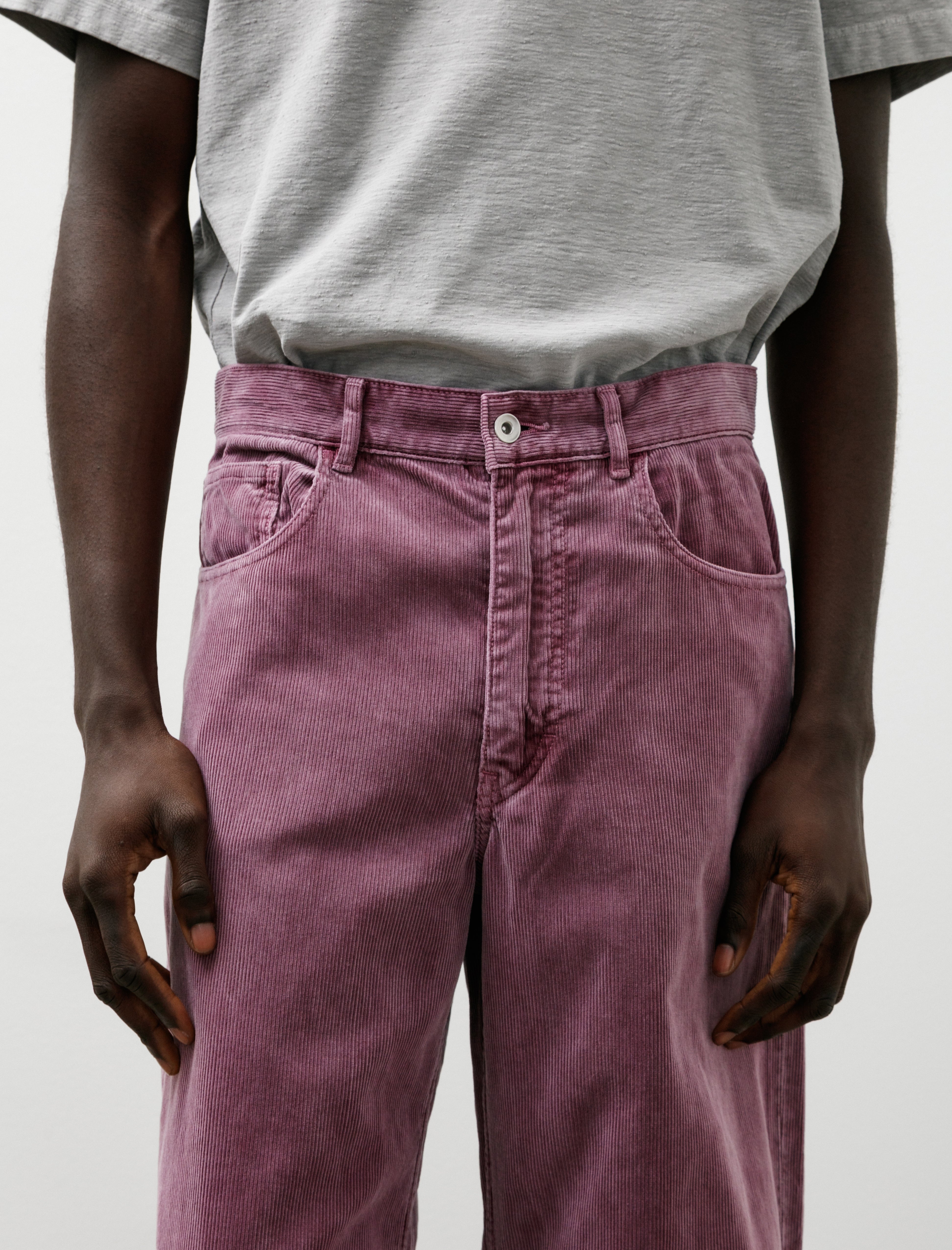 Auralee Garment Dyed Finx Corduroy 5P Wide Pants Dusty Purple