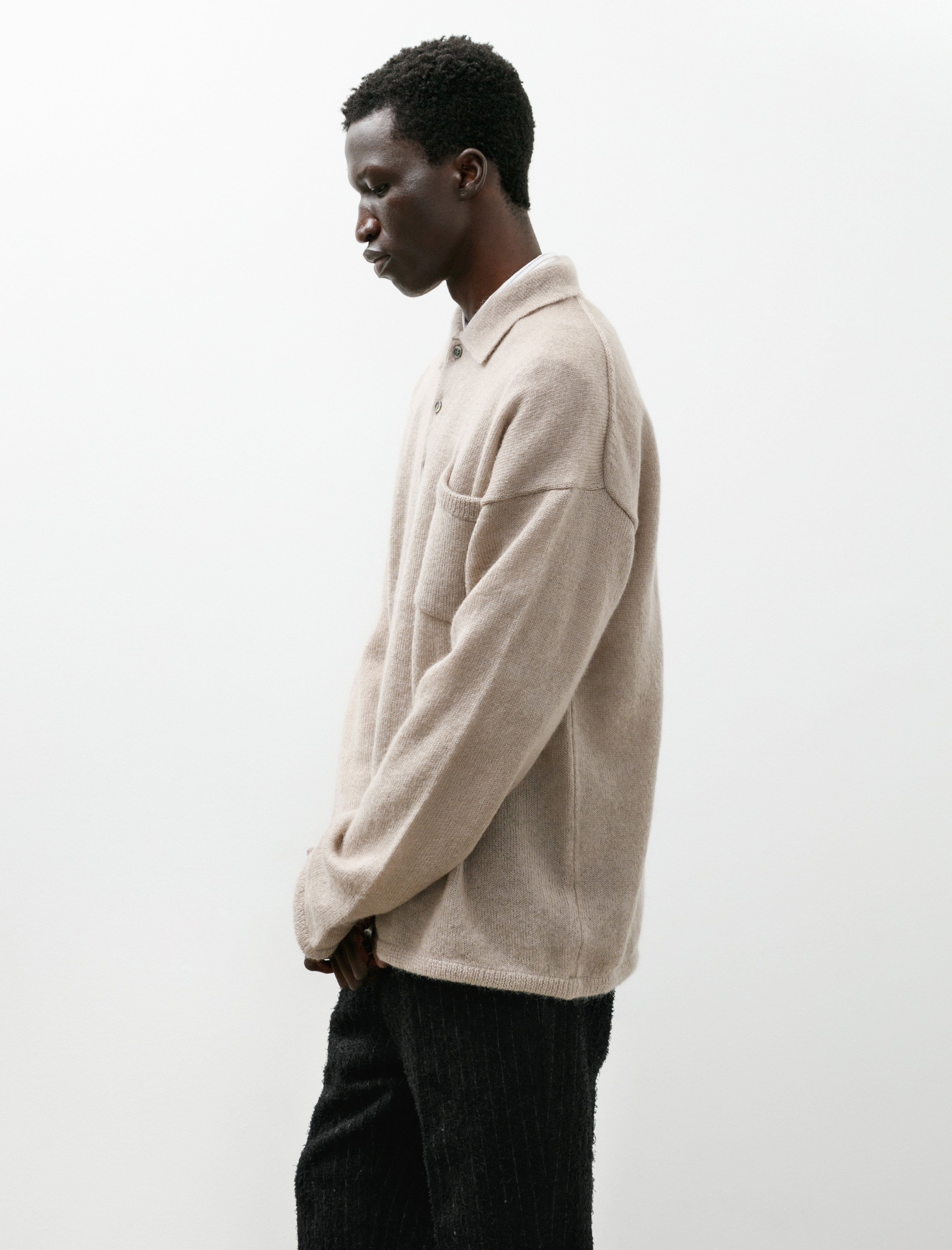 Polyploid Longsleeve Polo B Chalk