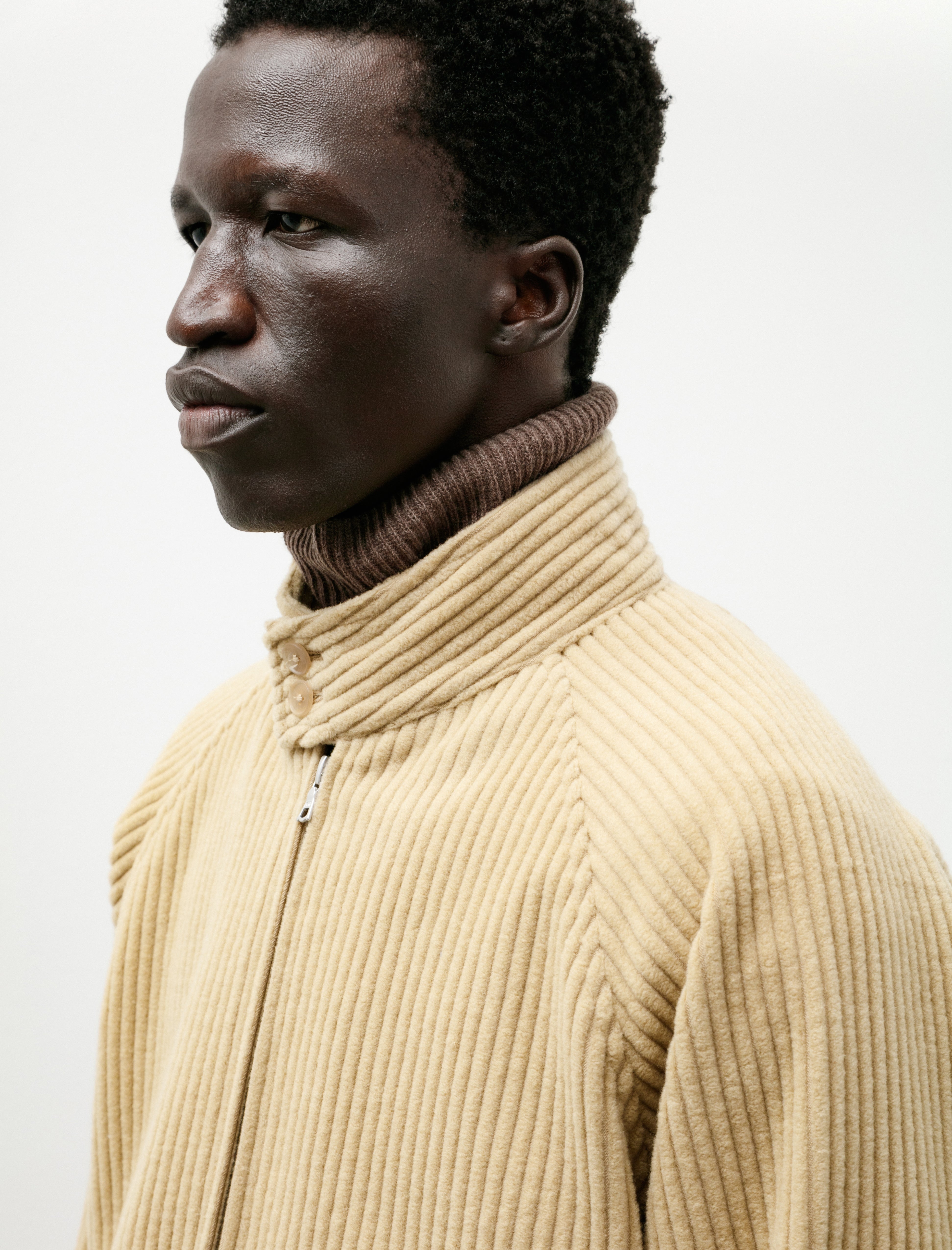 Auralee Wool Cashmere Corduroy Zip Blouson Camel Beige
