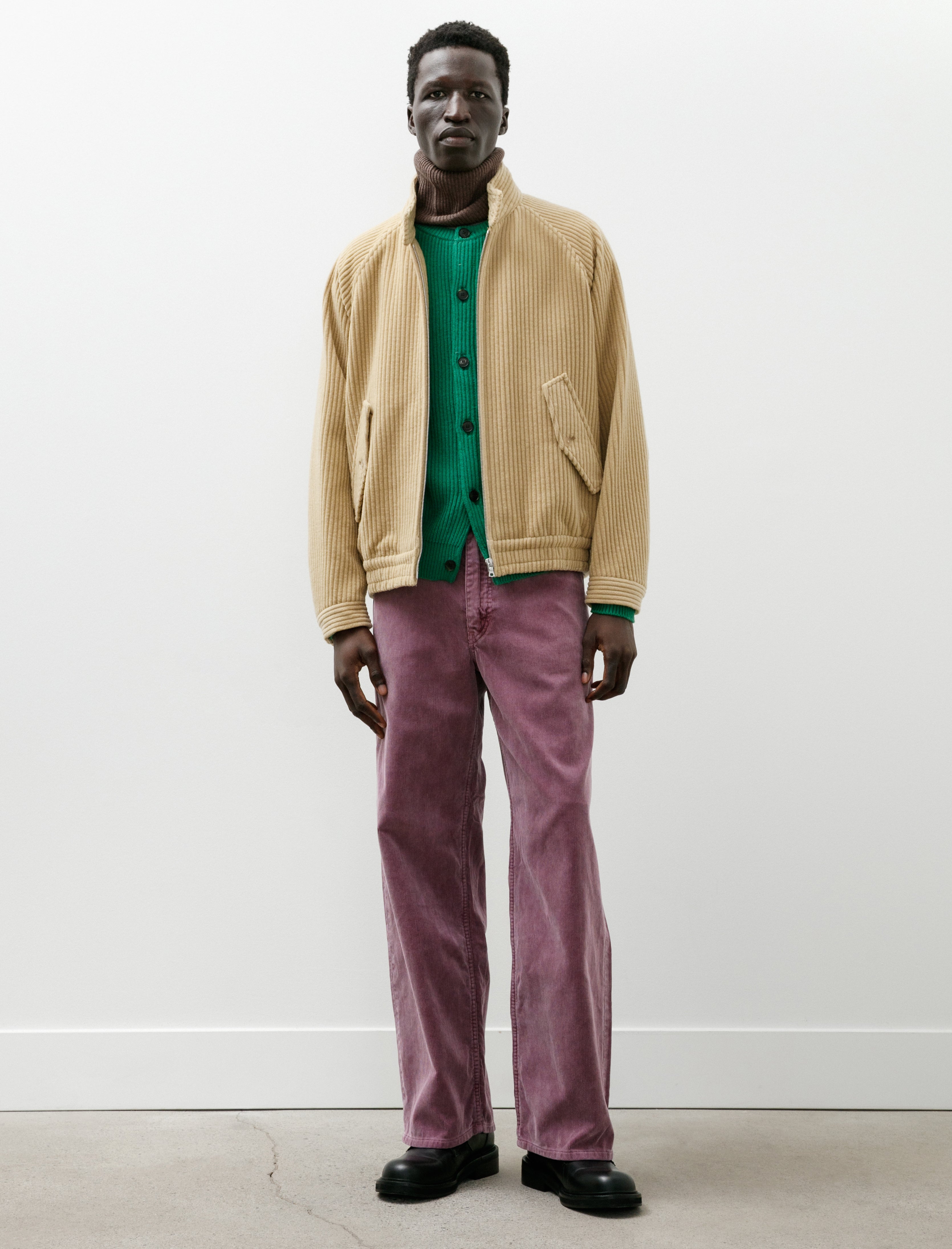 Auralee Wool Cashmere Corduroy Zip Blouson Camel Beige