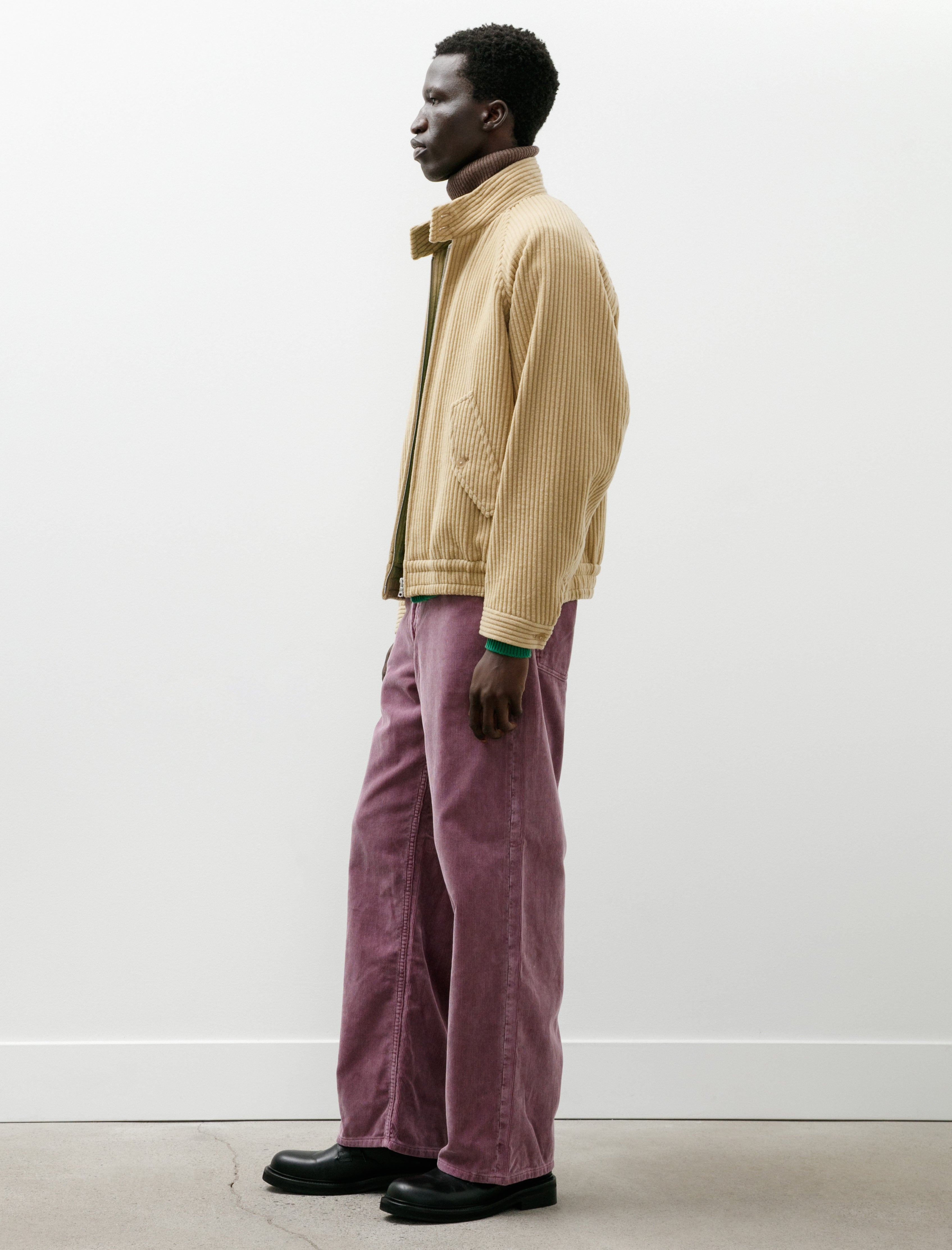 Auralee Garment Dyed Finx Corduroy 5P Wide Pants Dusty Purple