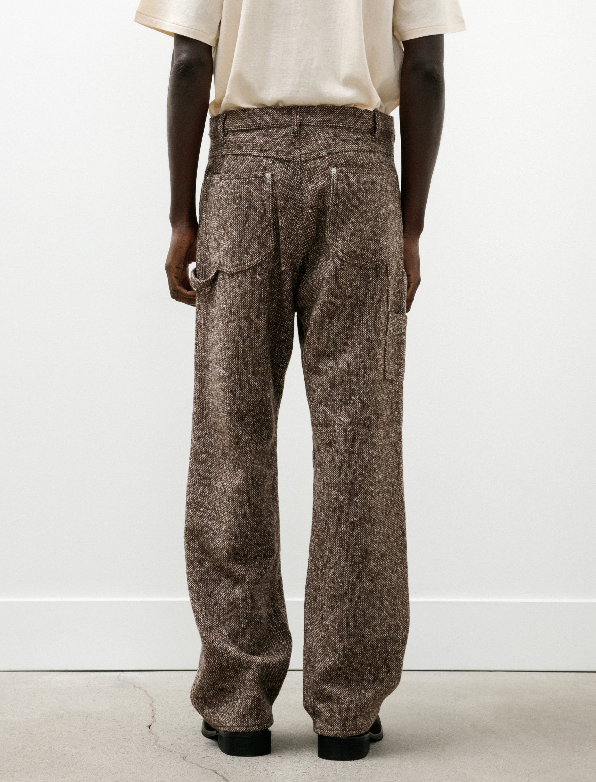 Auralee Homespun Tweed Painter Pants Mix Brown