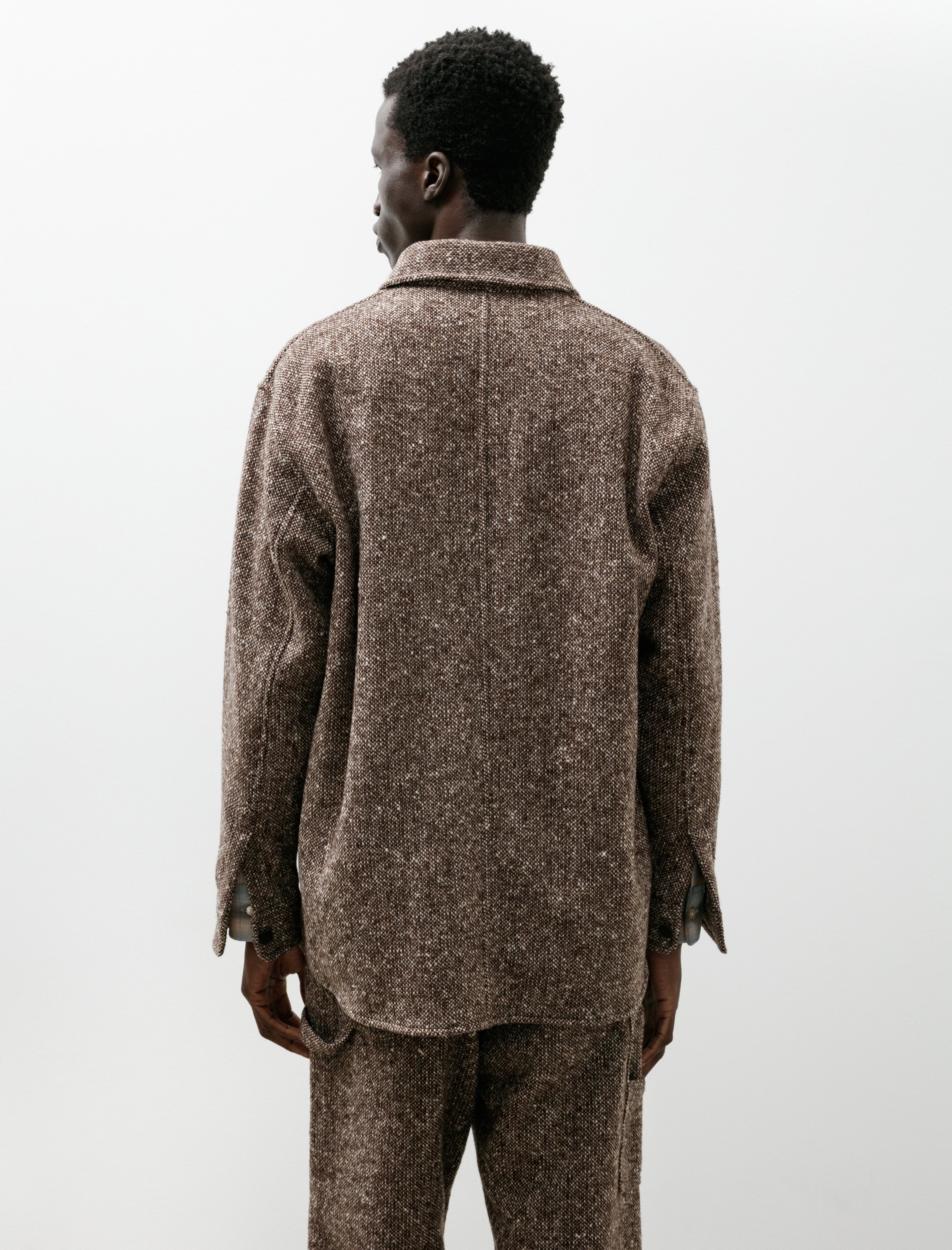 Auralee Homespun Tweed Shirt Blouson Mix Brown