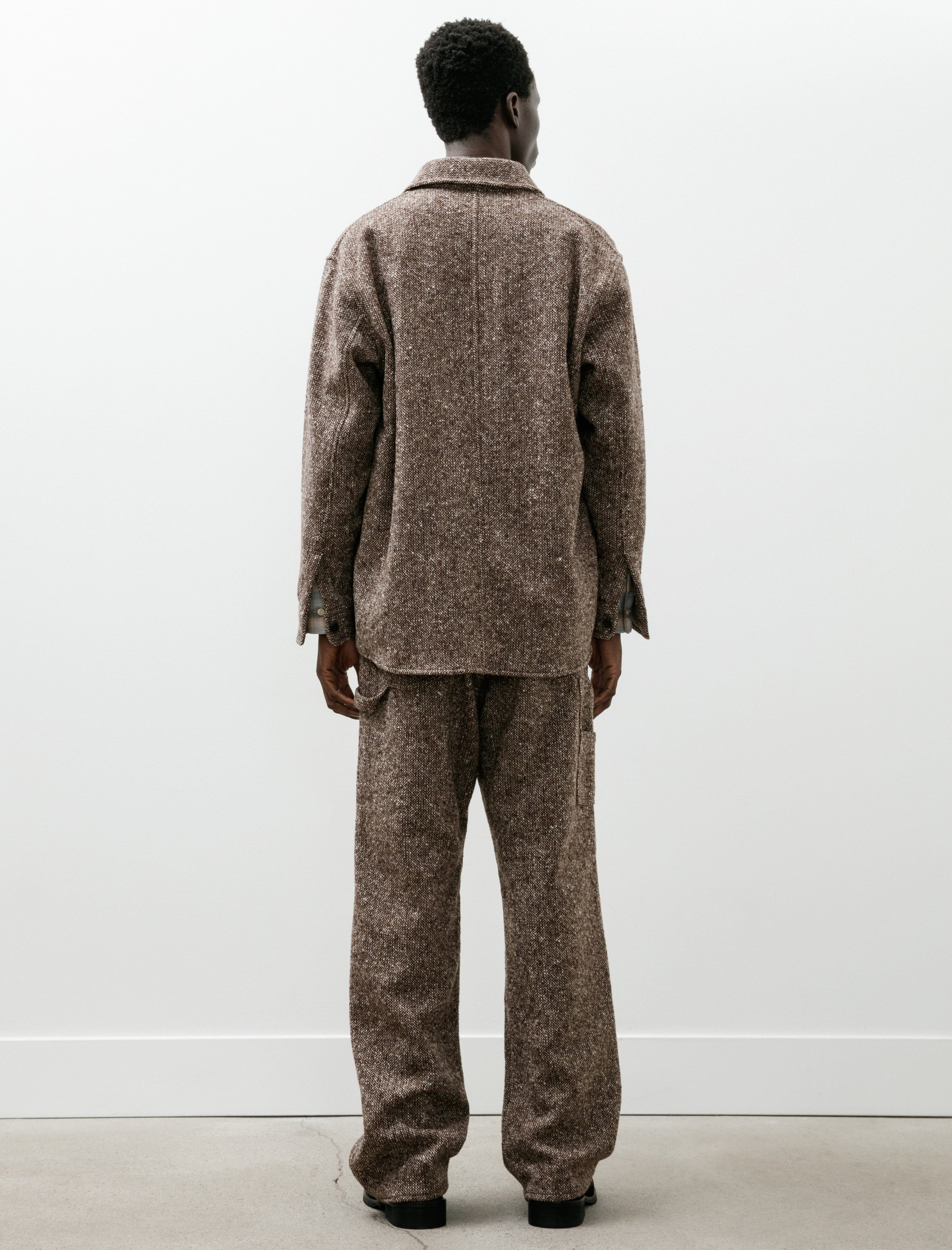 Auralee Homespun Tweed Painter Pants Mix Brown