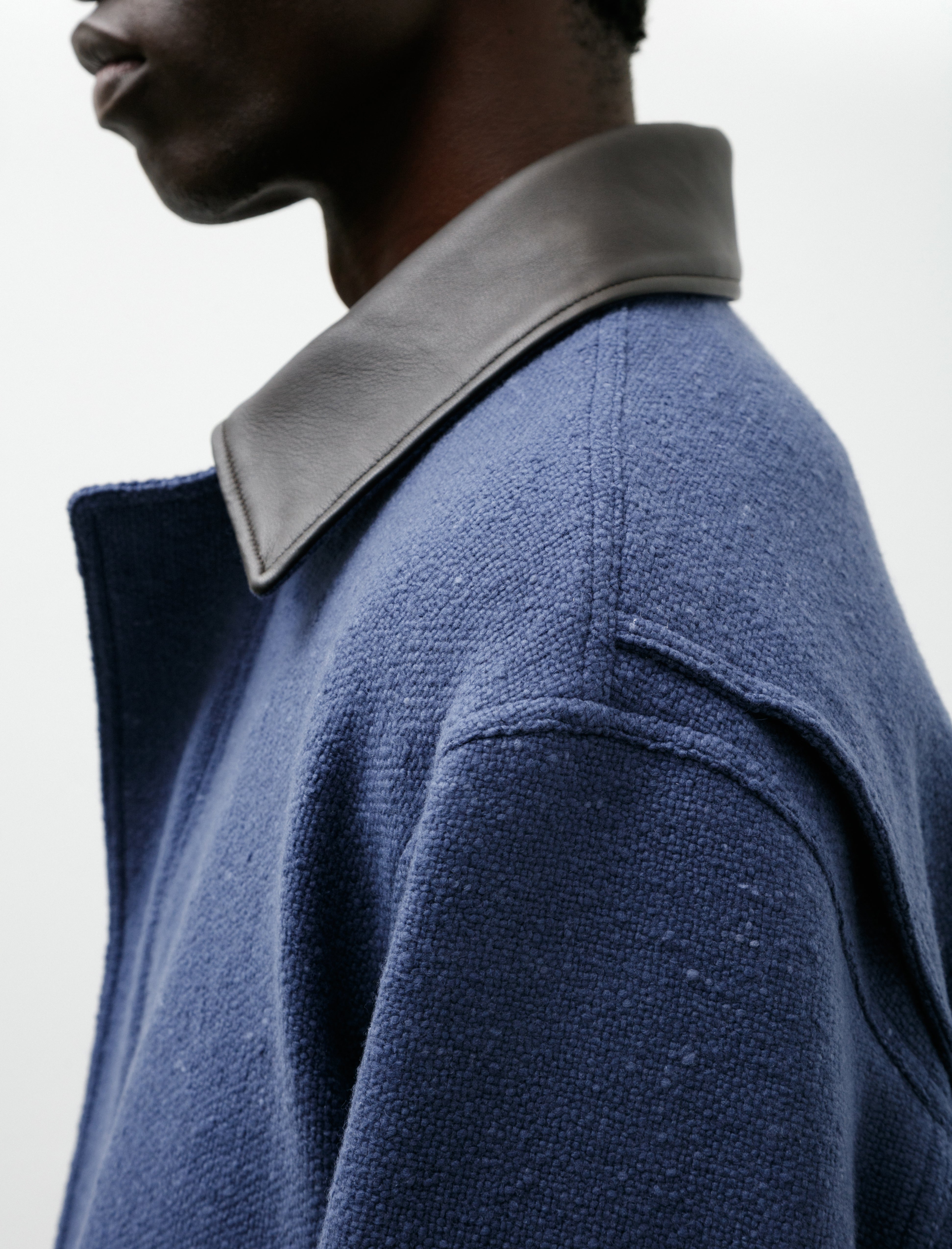 Auralee Homespun Tweed Zip Blouson Dusty Blue