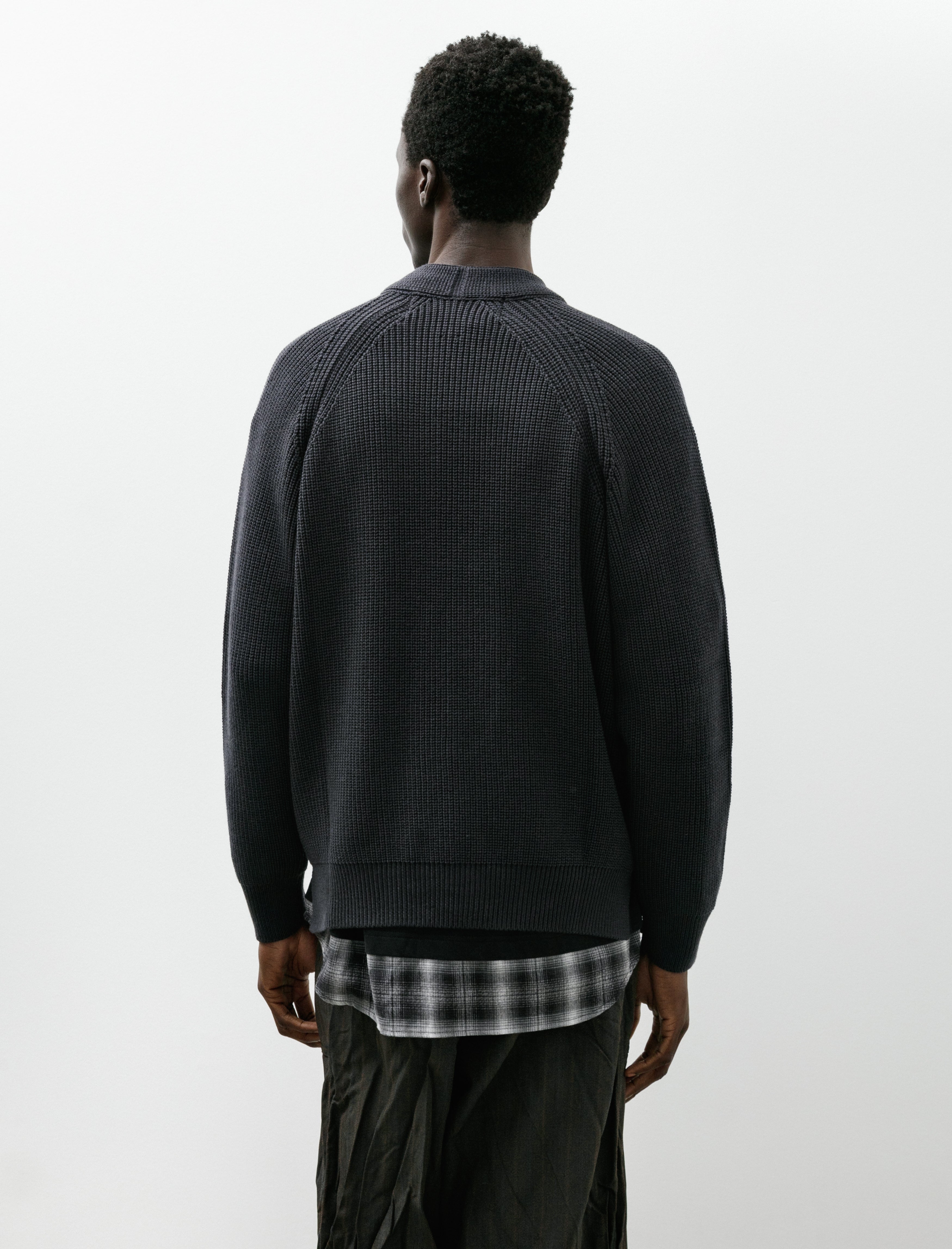 Comme des Garcons Homme Batoner Zip Button Cardigan Charcoal Blue