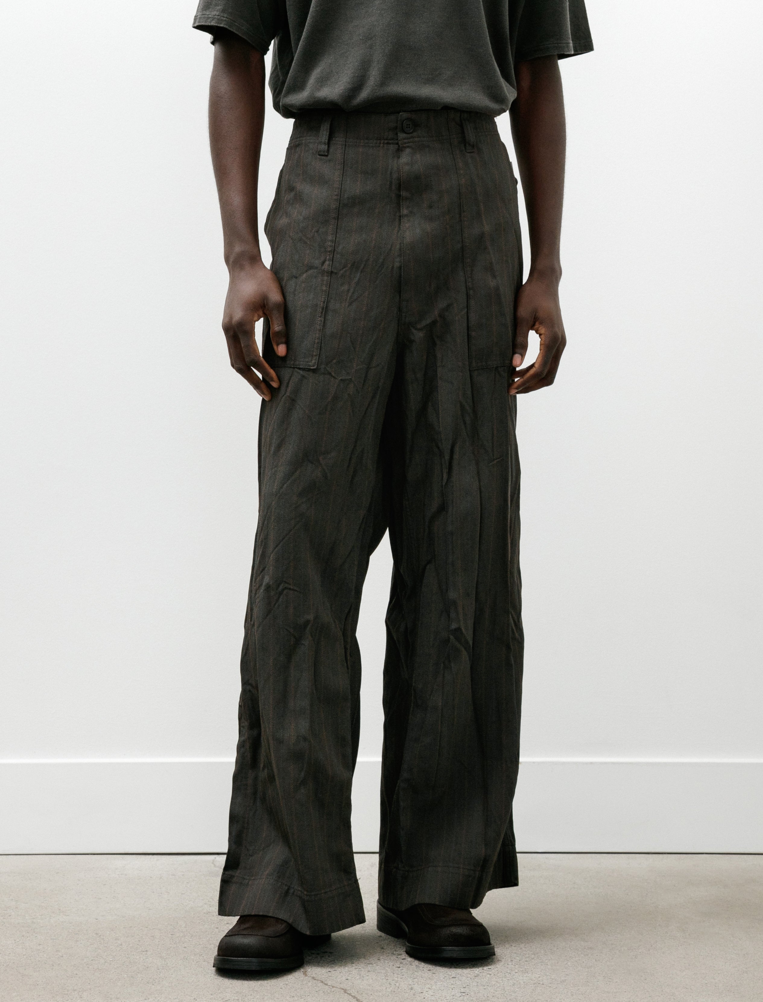 Comme des Garcons Homme Patch Pocket Trousers Brown Stripe