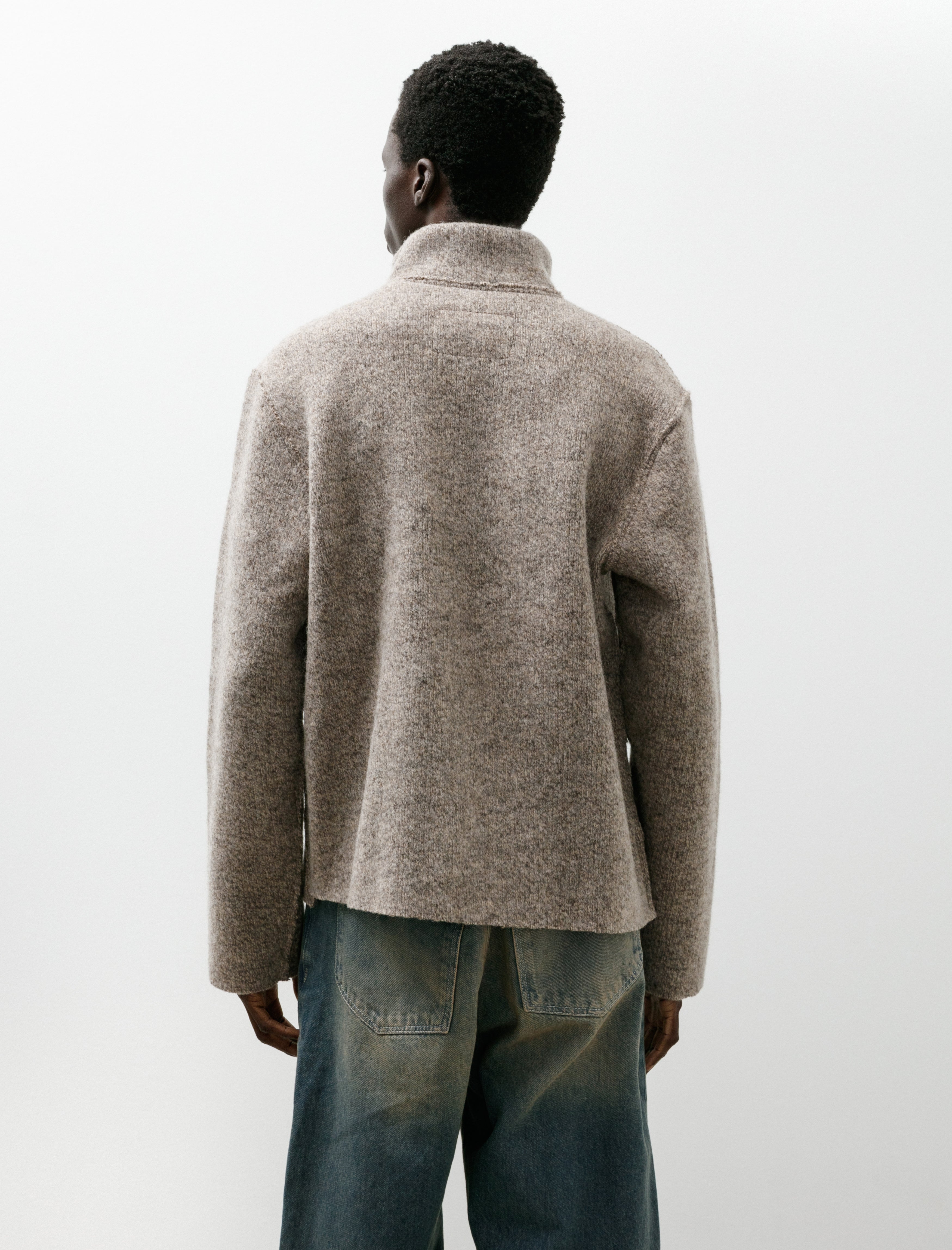 Camiel Fortgens Zip-Up Knit Heavy Rib Melange Brown