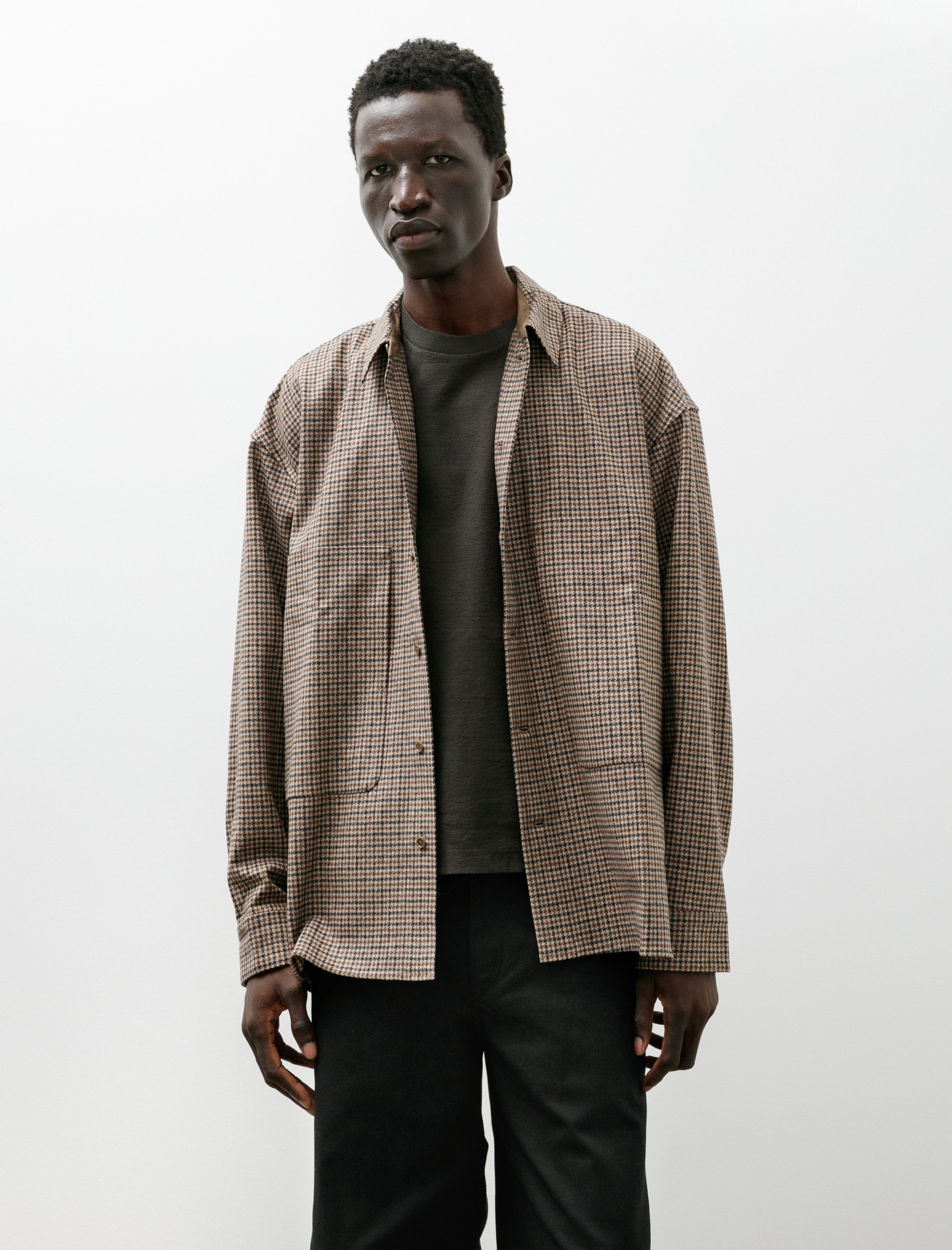 Polyploid Shirt Jacket B Brown Check