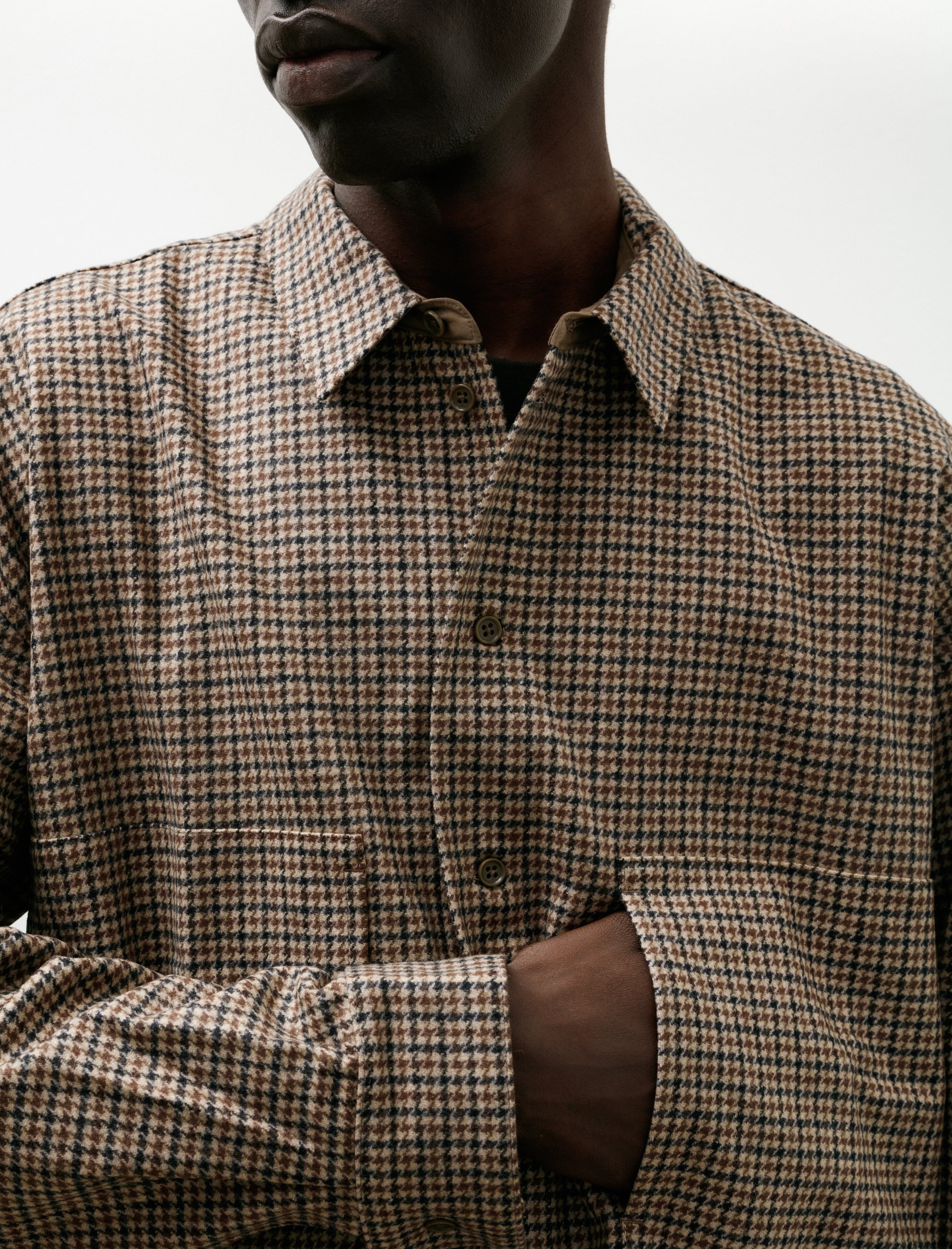 Polyploid Shirt Jacket B Brown Check
