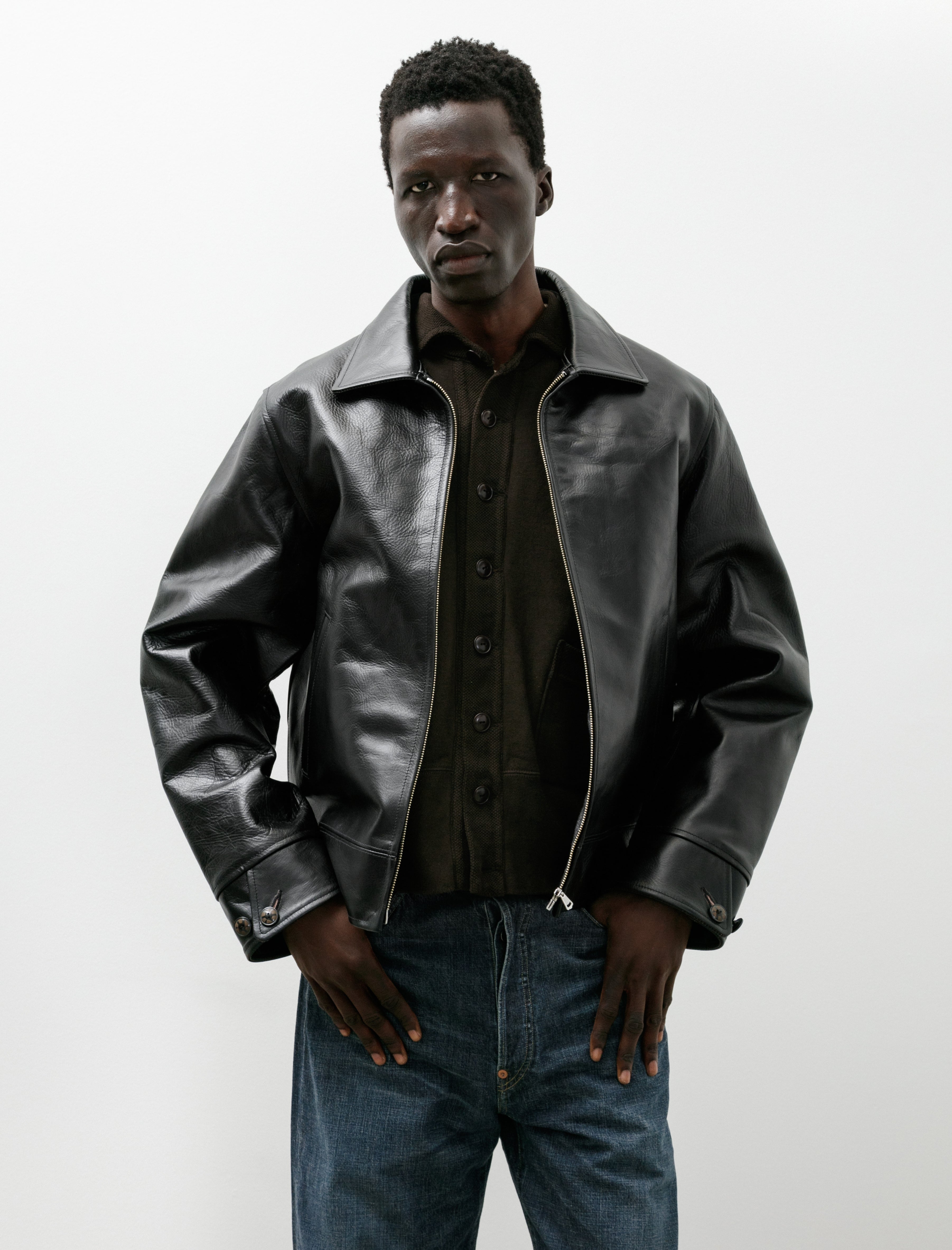 Taiga Takahashi Lot 802 Cossack Horse Leather Jacket Black