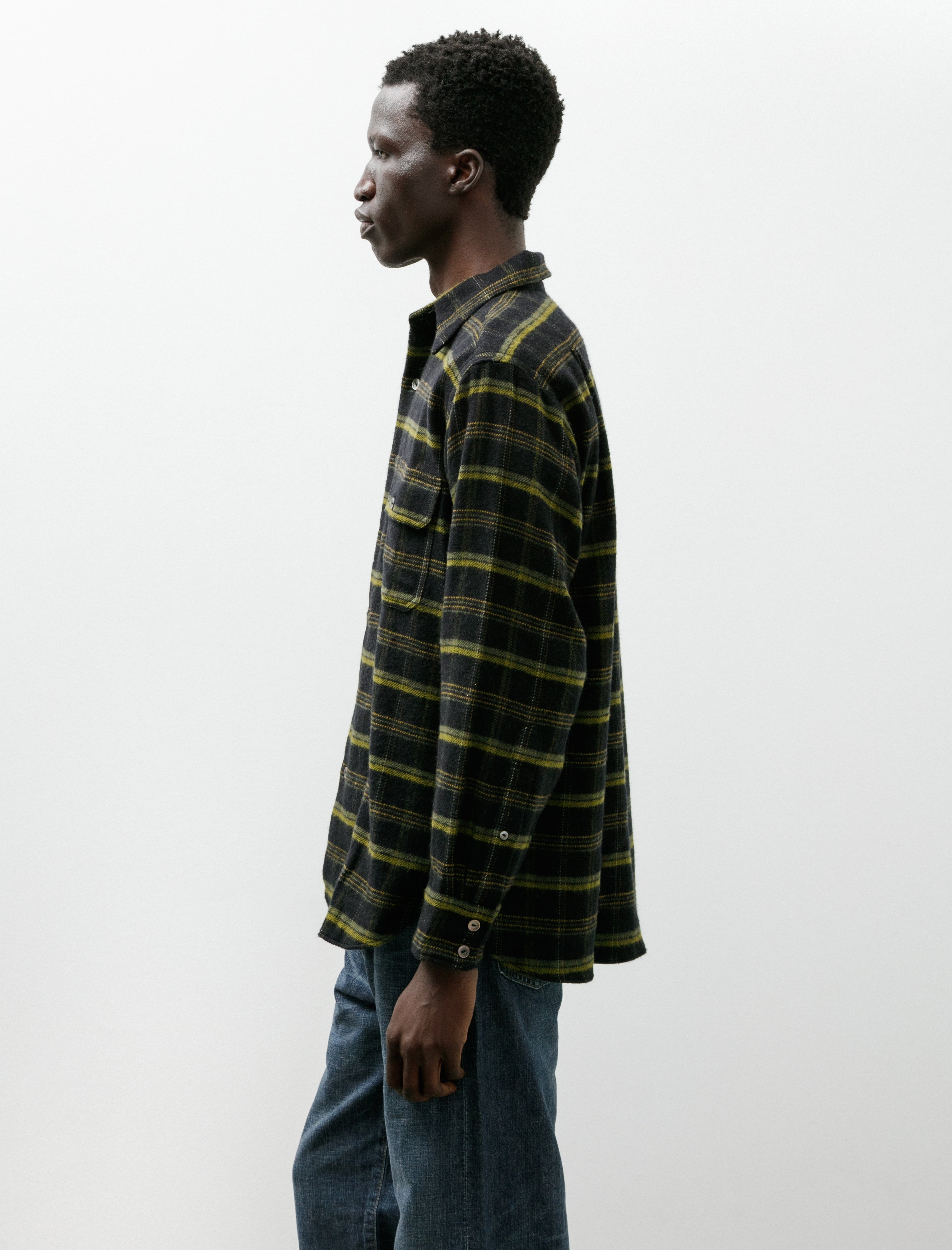 Taiga Takahashi Lot 122 One Piece Collar Sports Shirt Navy Plaid