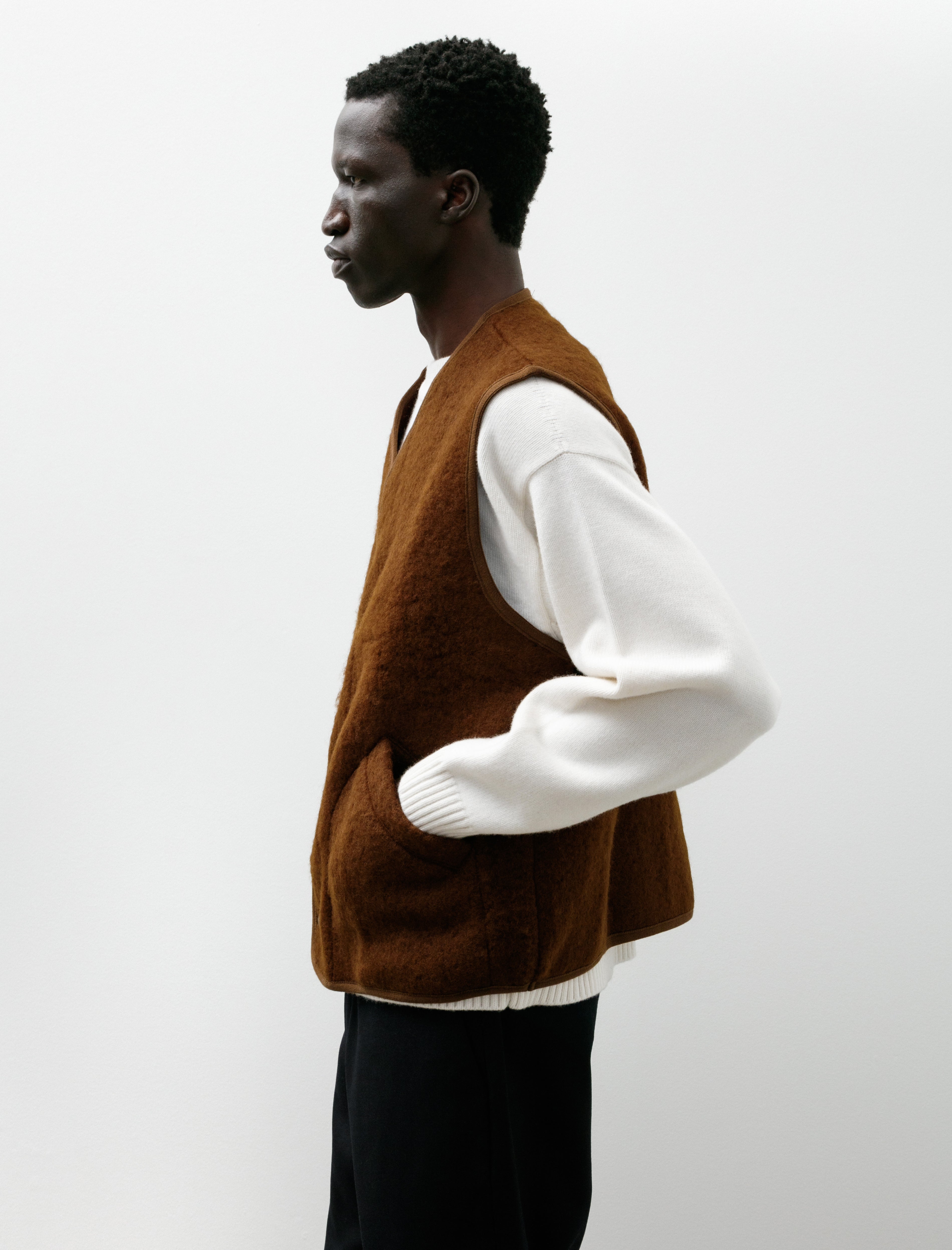 Arpenteur Contour Vest Shaggy Wool Tobacco