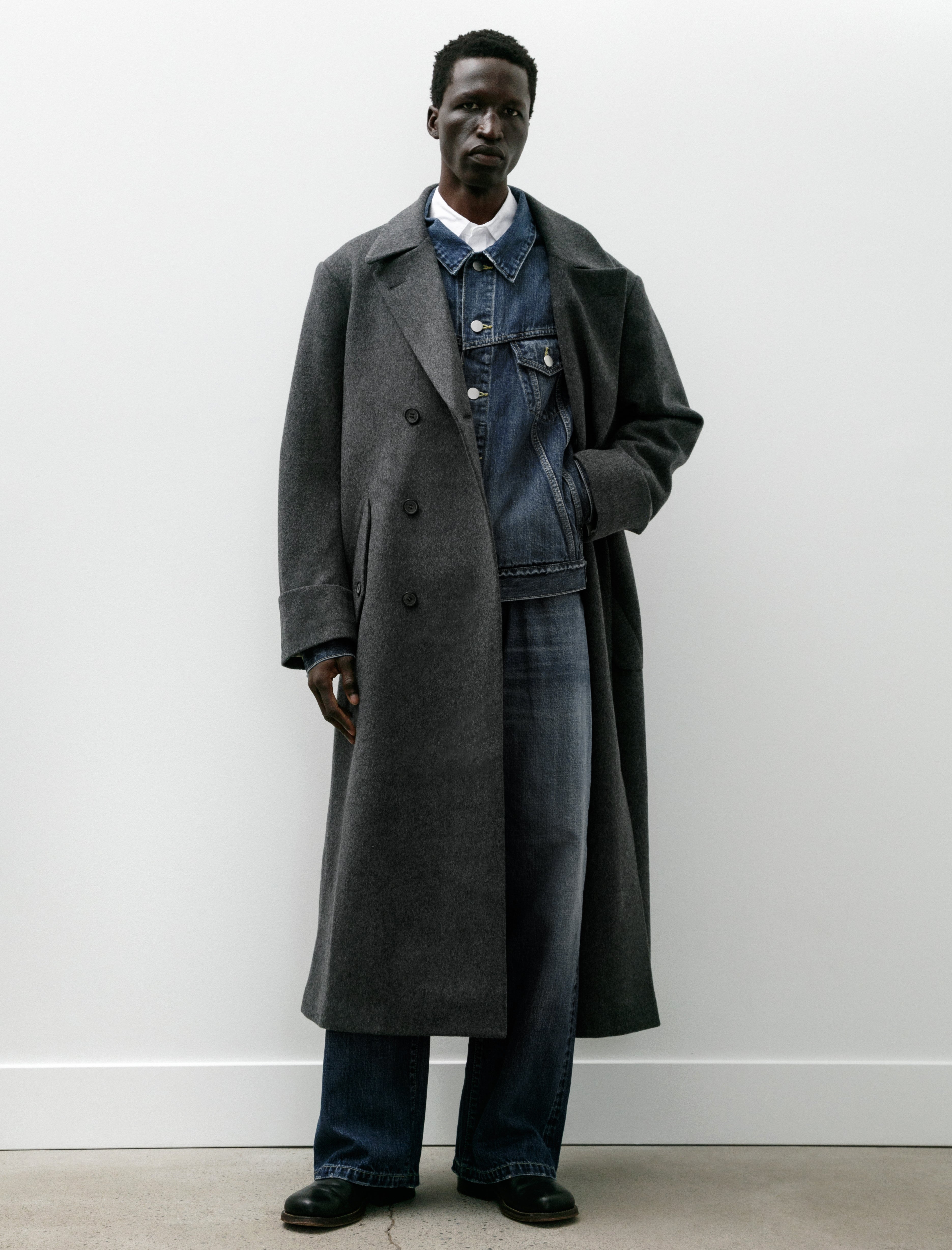 Sire Wool Trench Coat Light Grey