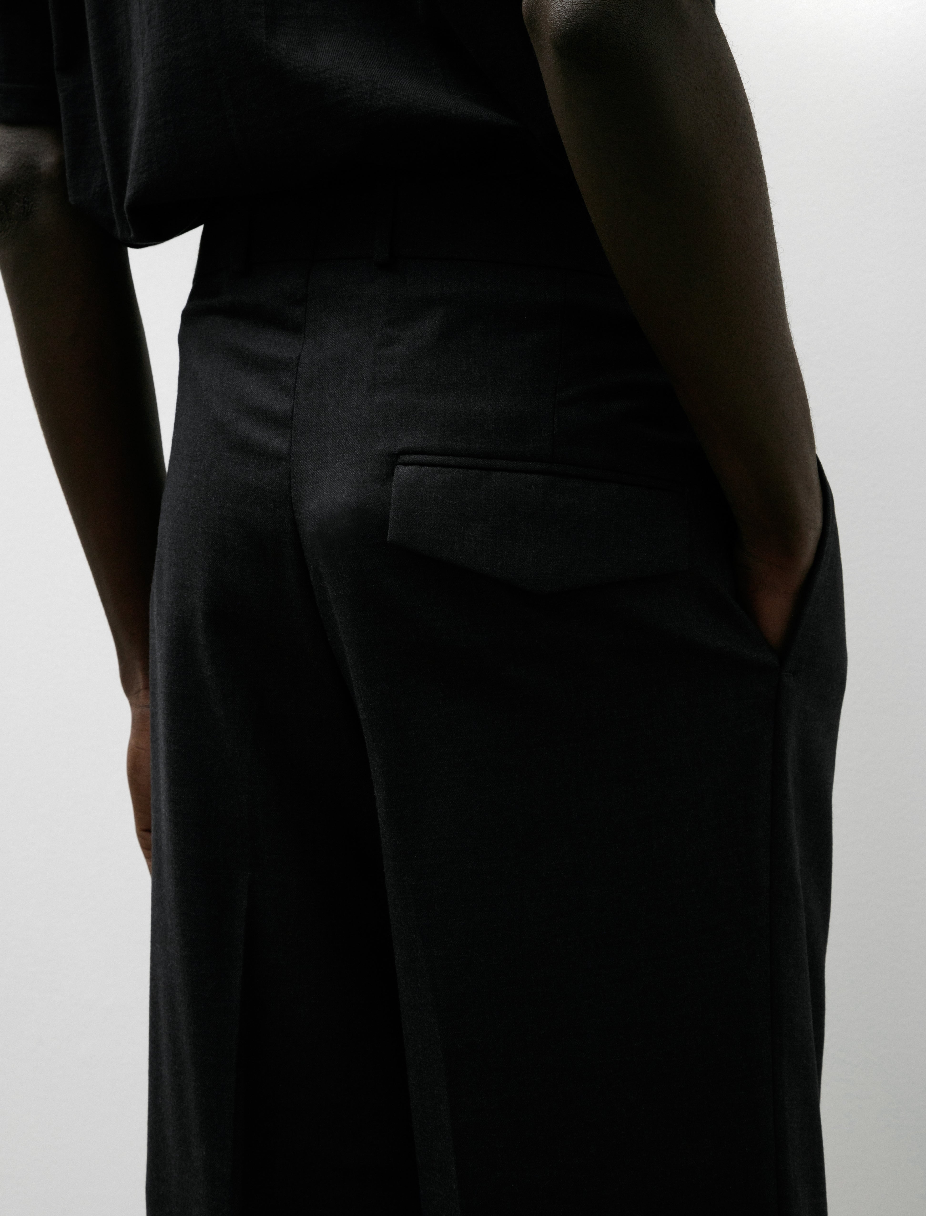 Sire Loose Fit Wool Trousers Dark Grey