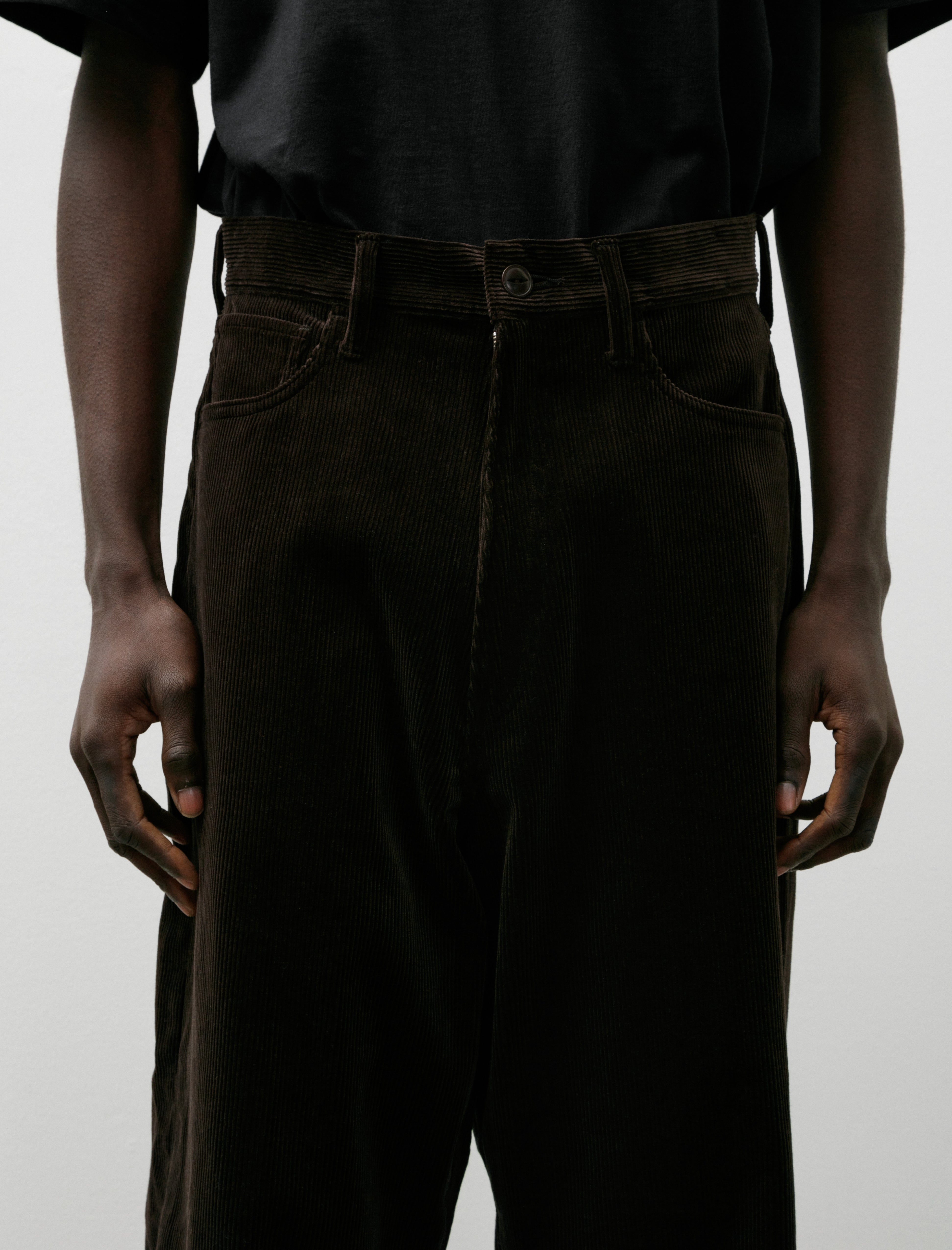 Yoko Sakamoto 5 Pocket Baggy Pants Brown Corduroy