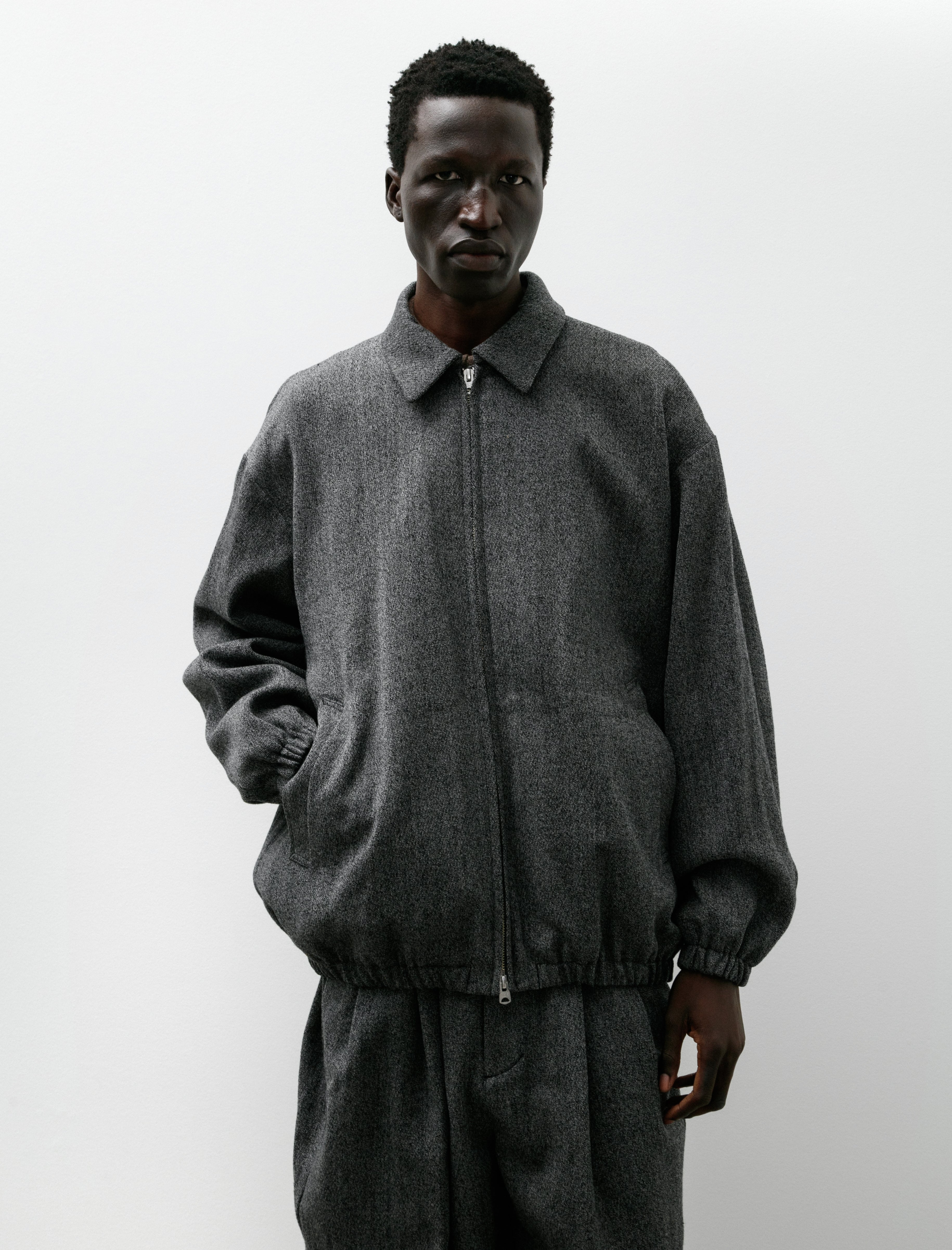 Yoko Oversized Zip Blouson Black White