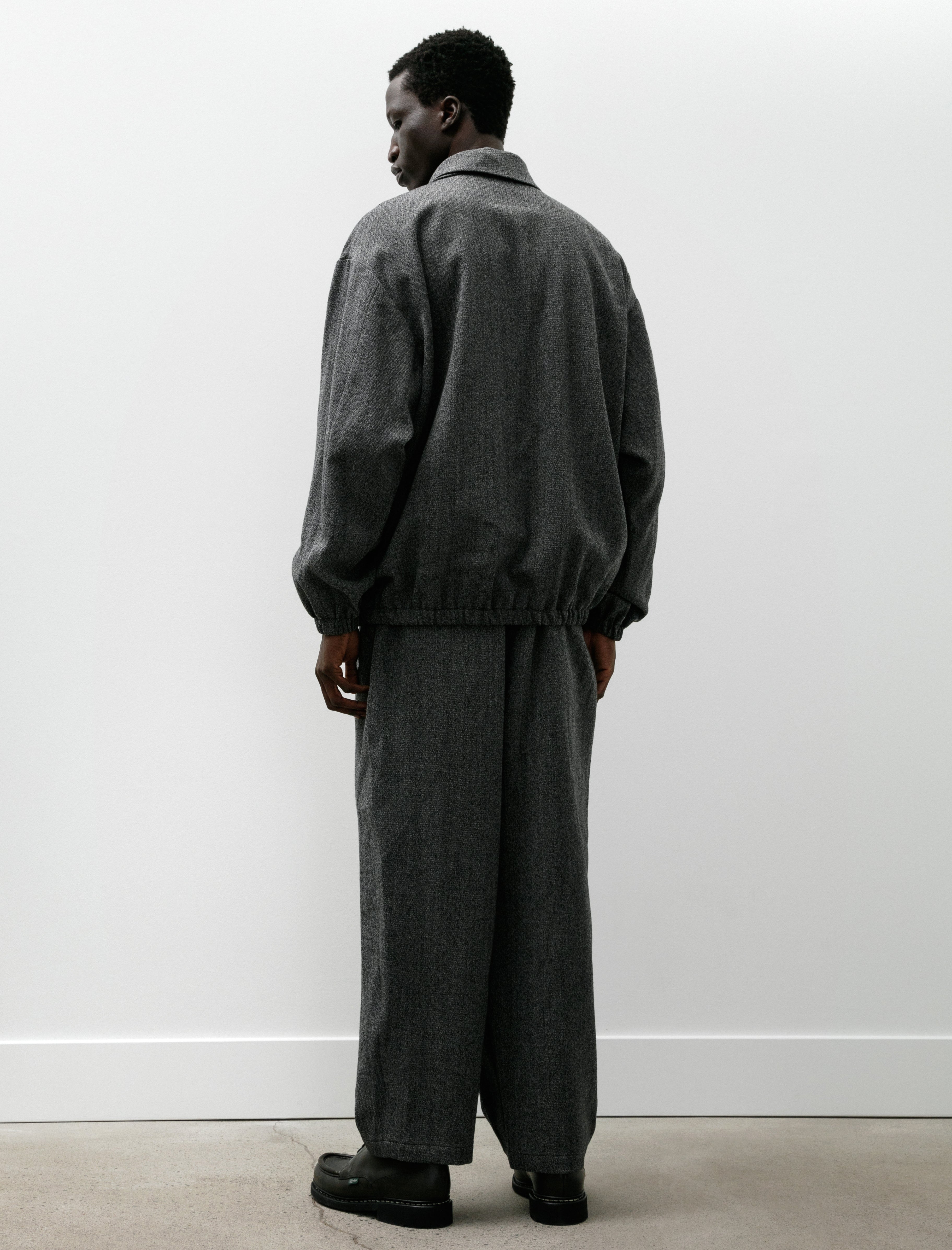 Yoko Sakamoto Double Pleated Wide Easy Pants Black White