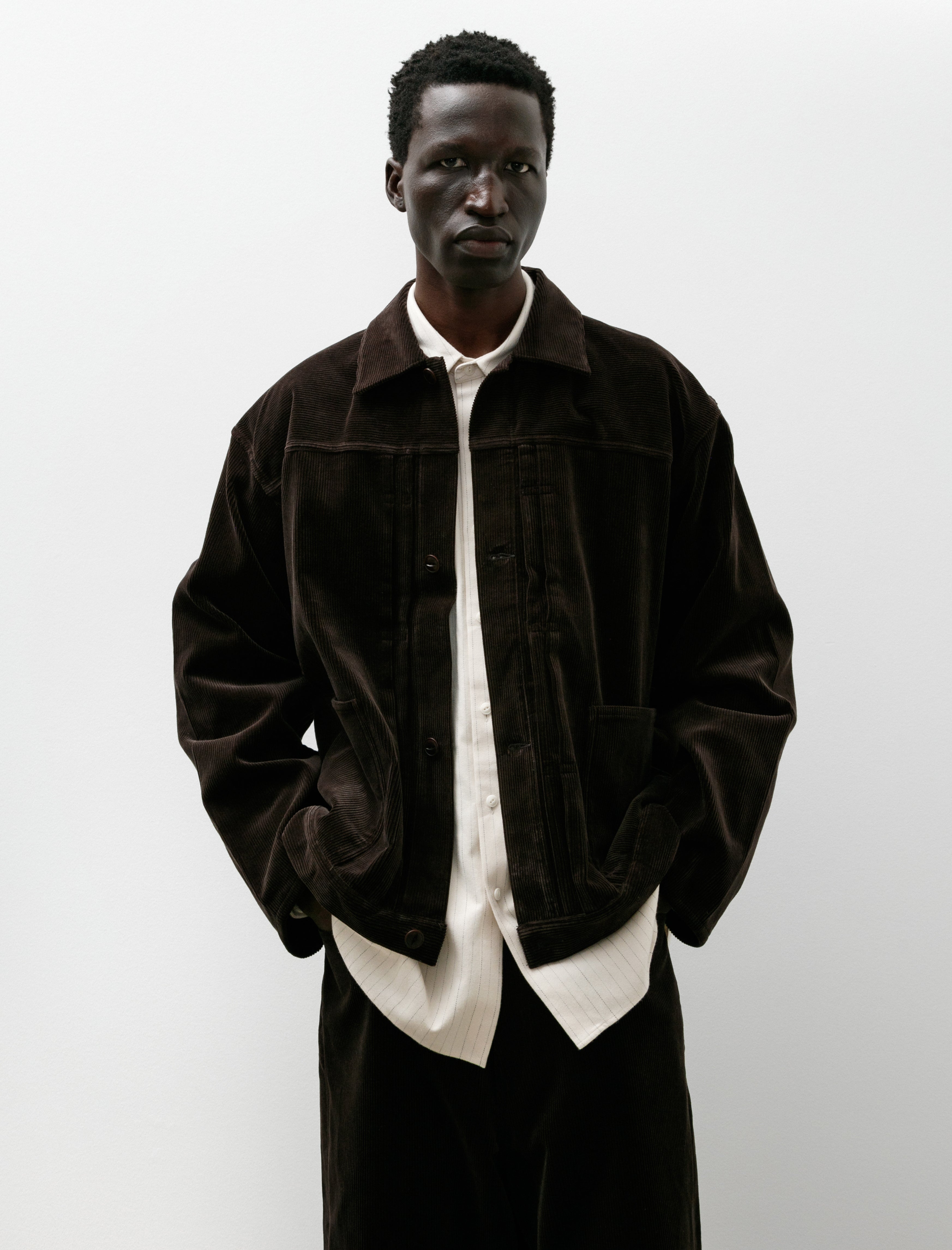 Yoko Sakamoto Pleats Jacket Brown Corduroy