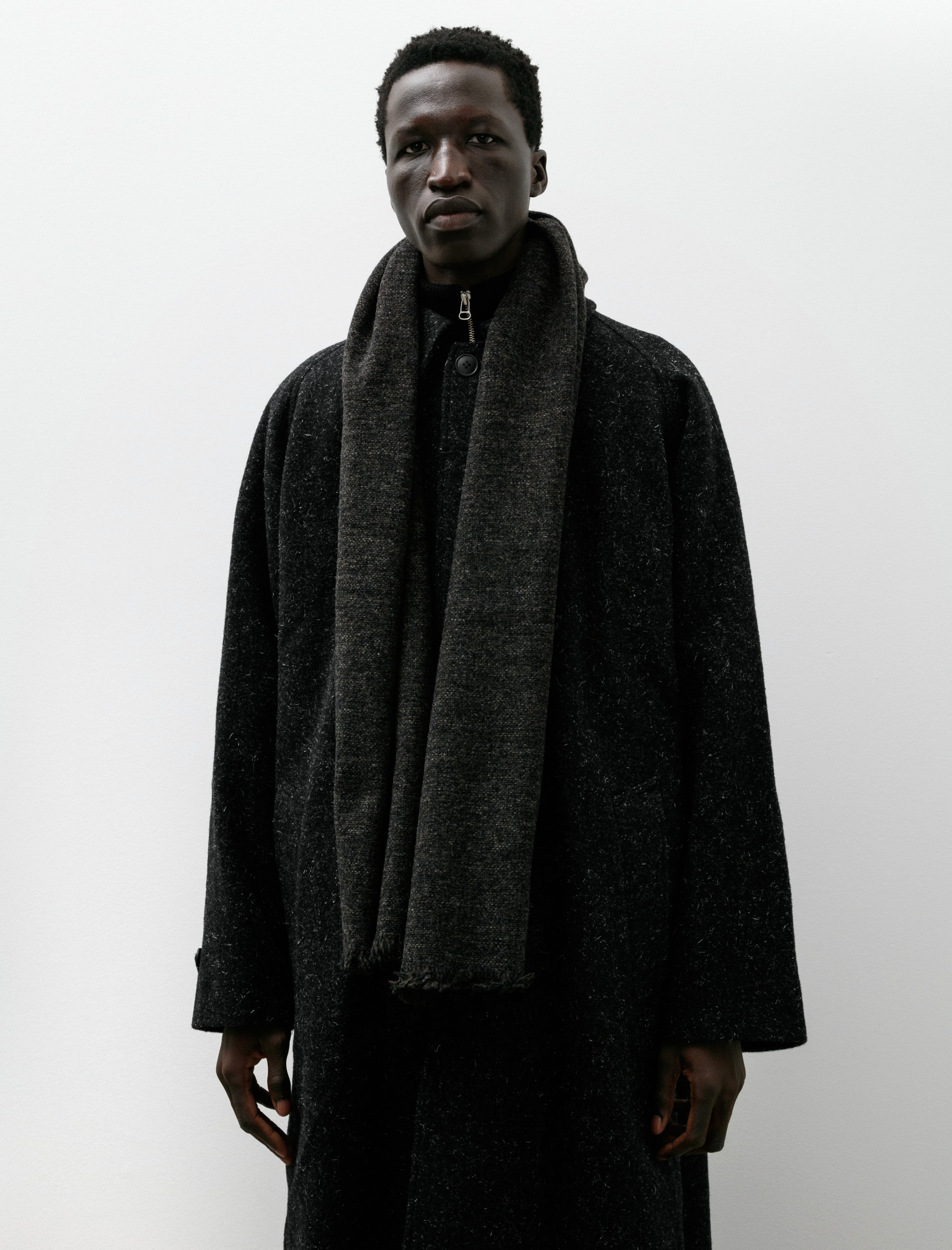 Yoko Sakamoto Wool Long Scarf Black