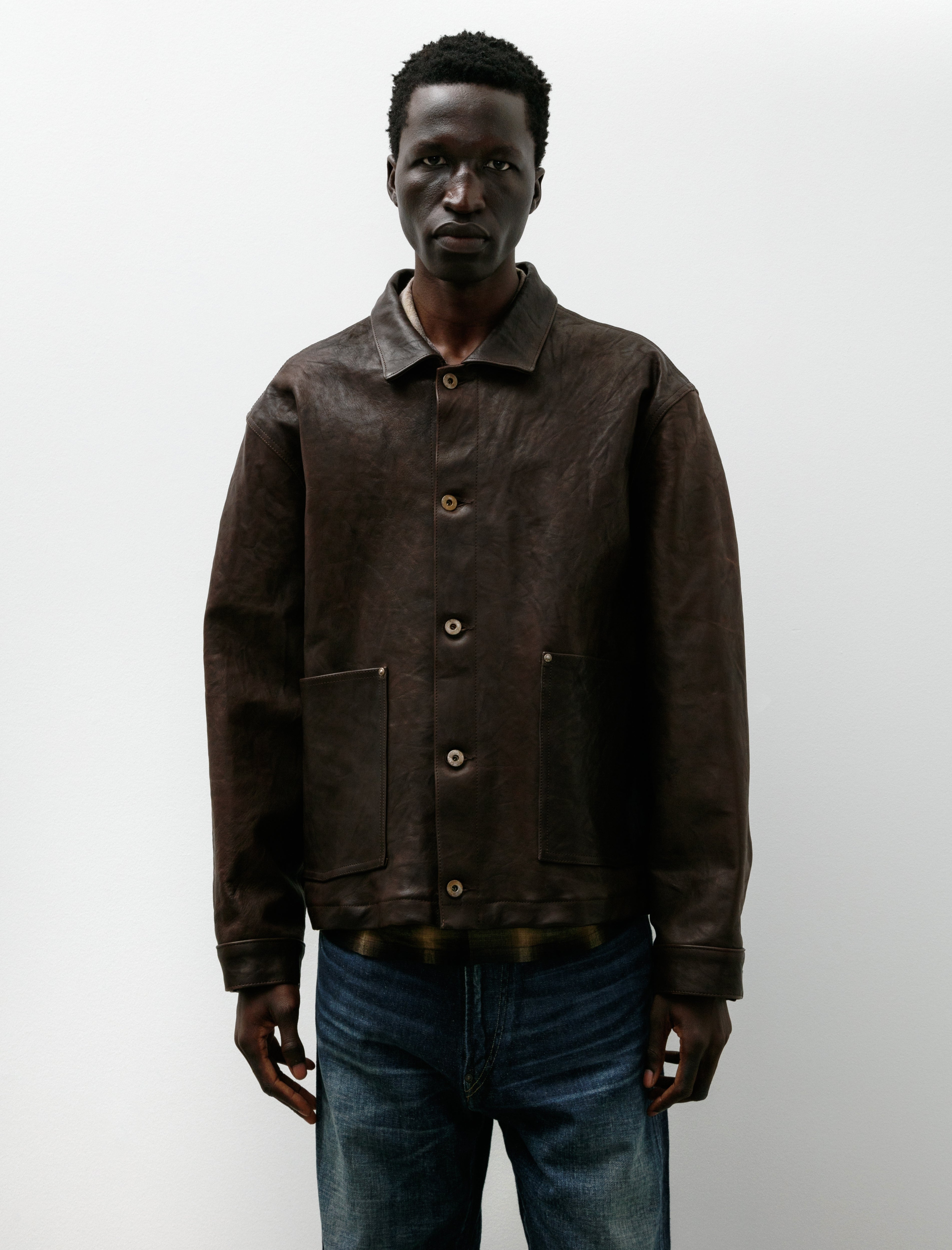 Taiga Takahashi Lot 804 Leather Jacket C. 1930s Mud Dyed Brown