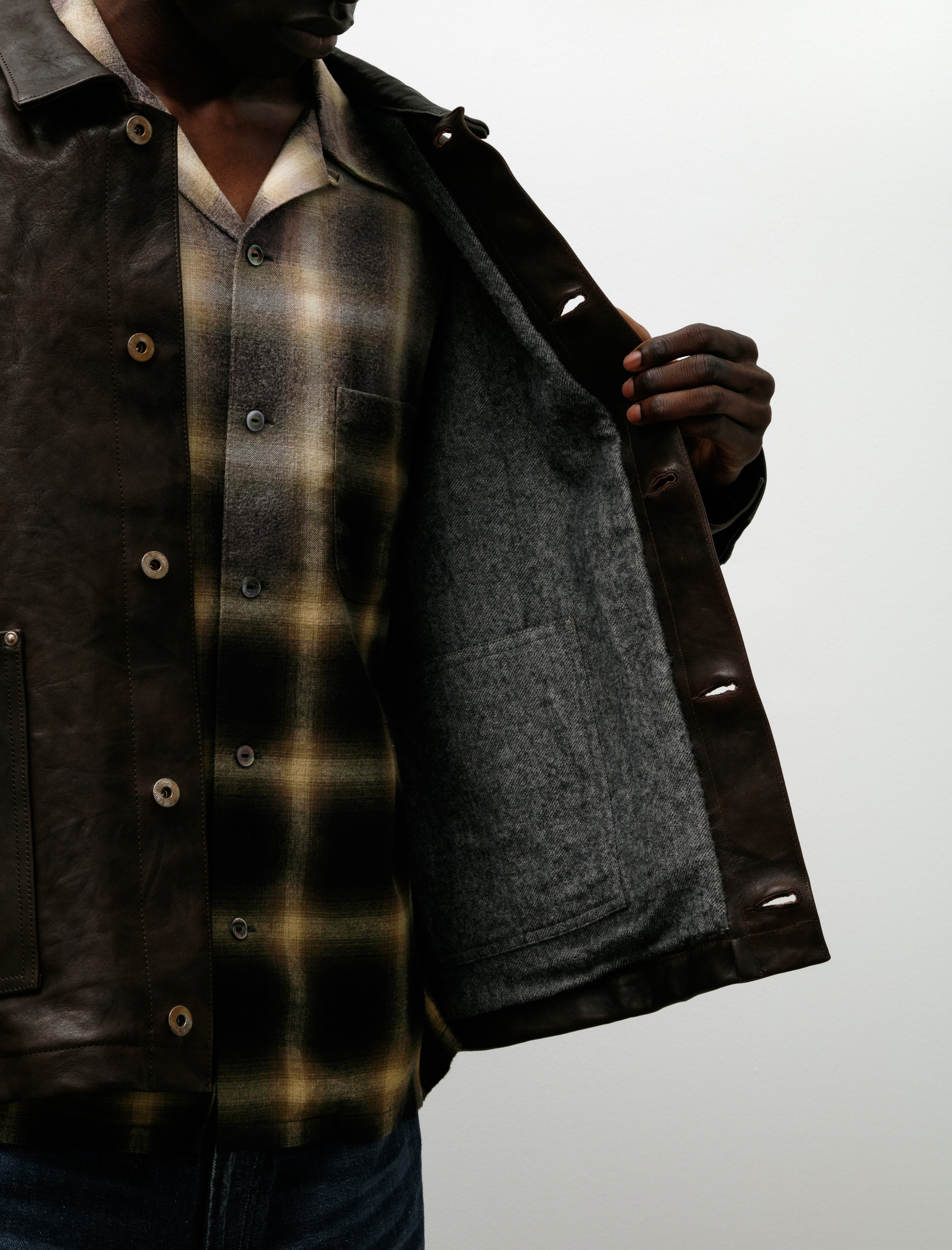 Taiga Takahashi Lot 804 Leather Jacket C. 1930s Mud Dyed Brown