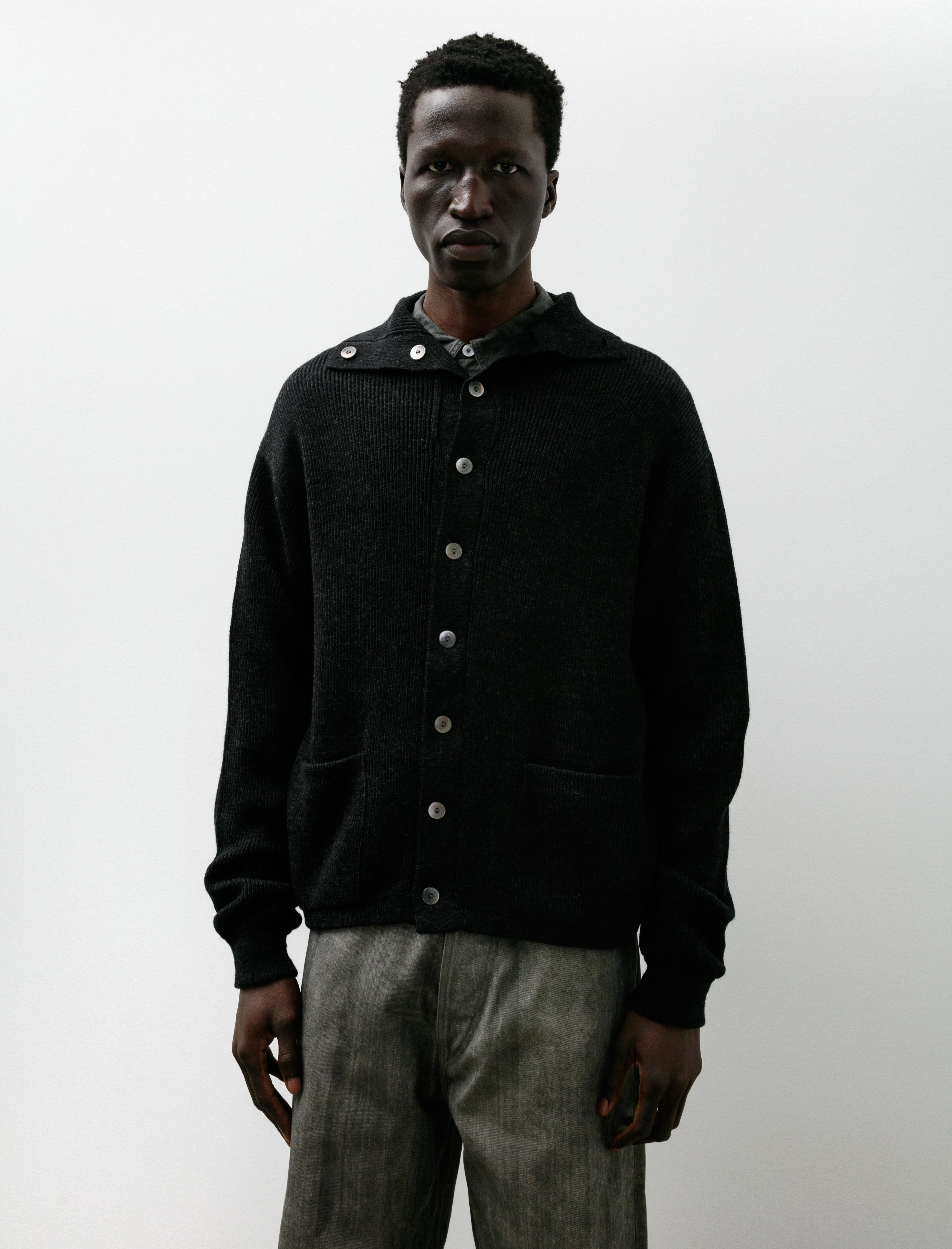 Taiga Takahashi Lot 521 Turtleneck Cardigan Charcoal