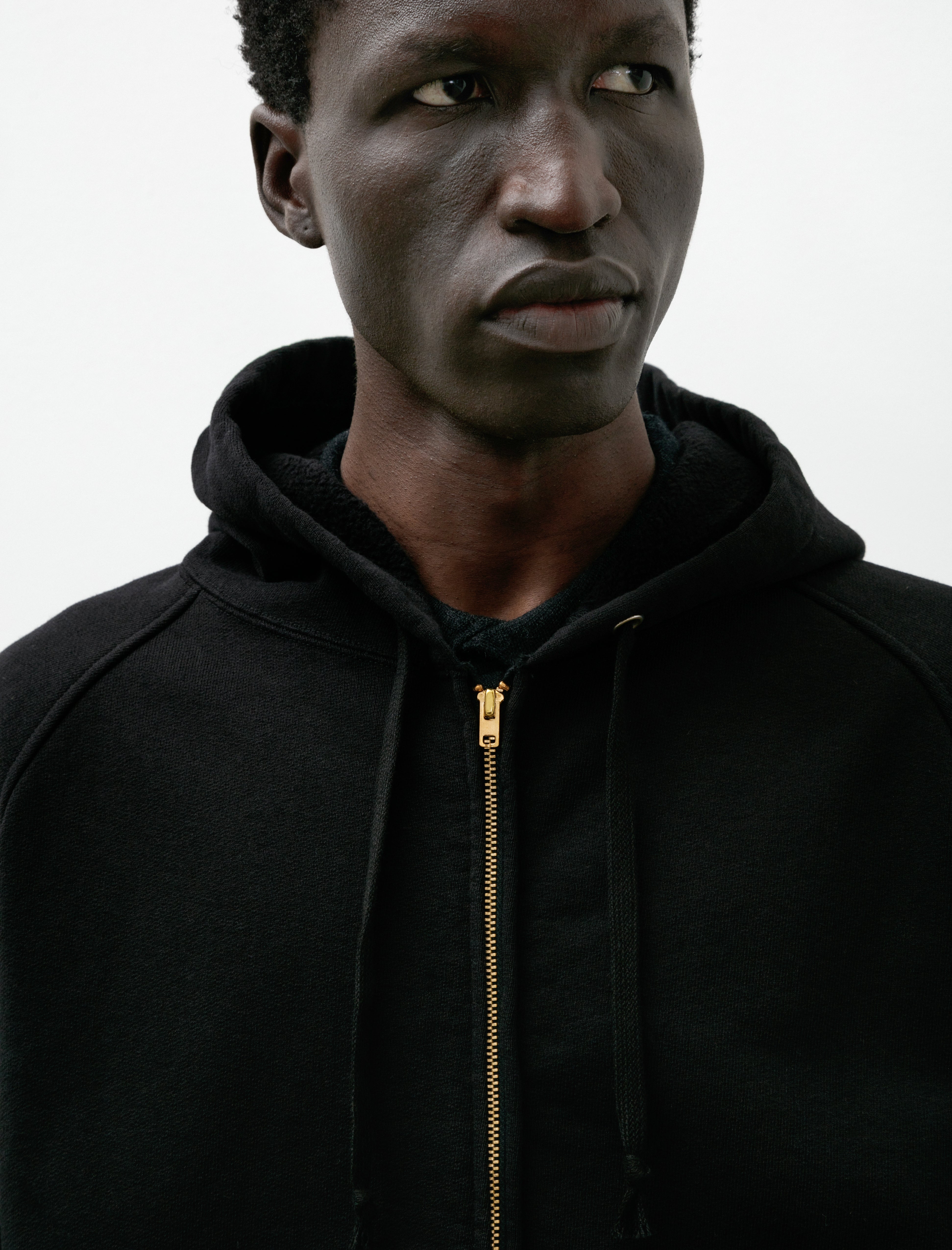 Comoli Cotton Fleece Zip Parka Black