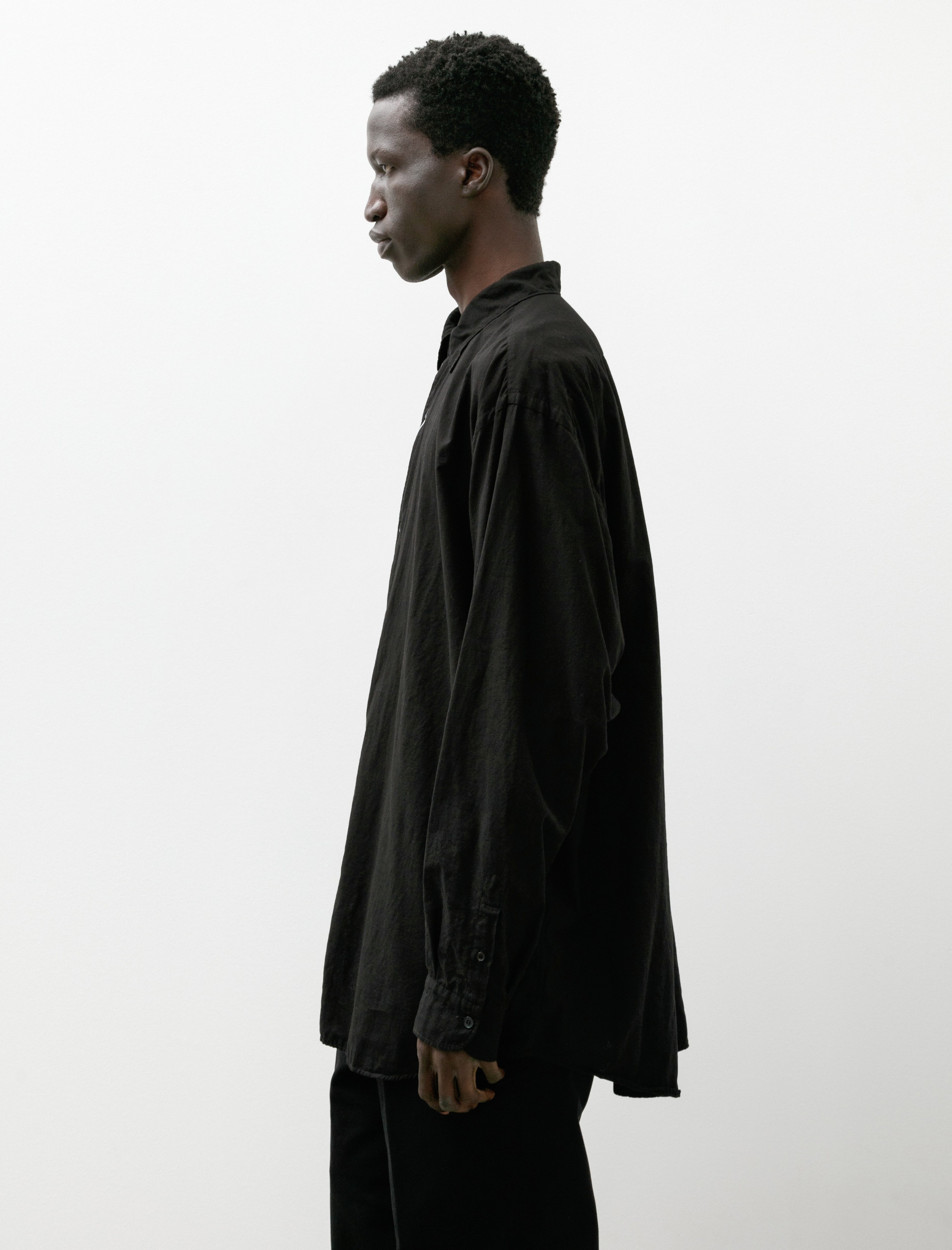 Comoli Khadi Cotton Double Layer Comoli Shirt Black