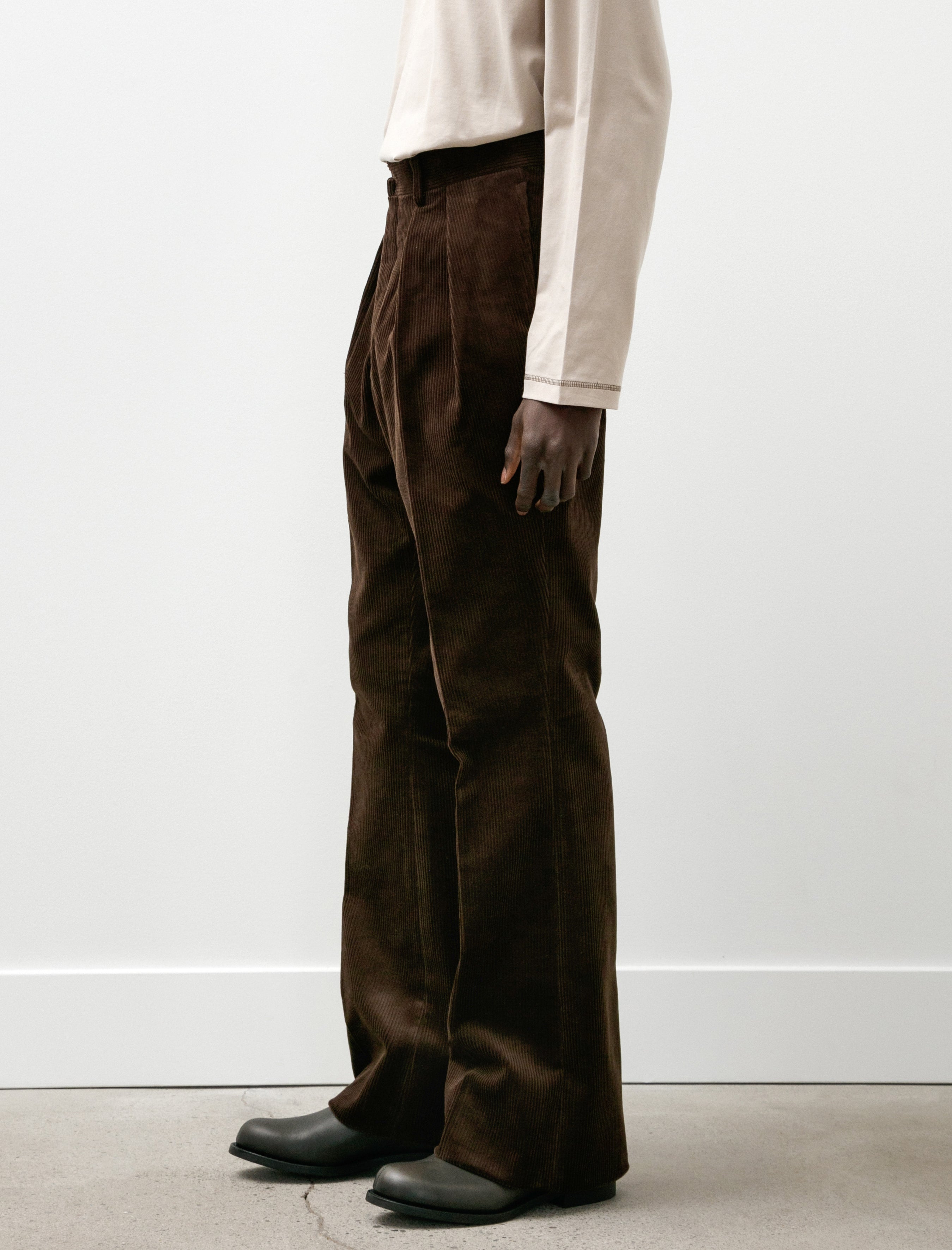 Neat High Density Corduroy Flare Brown