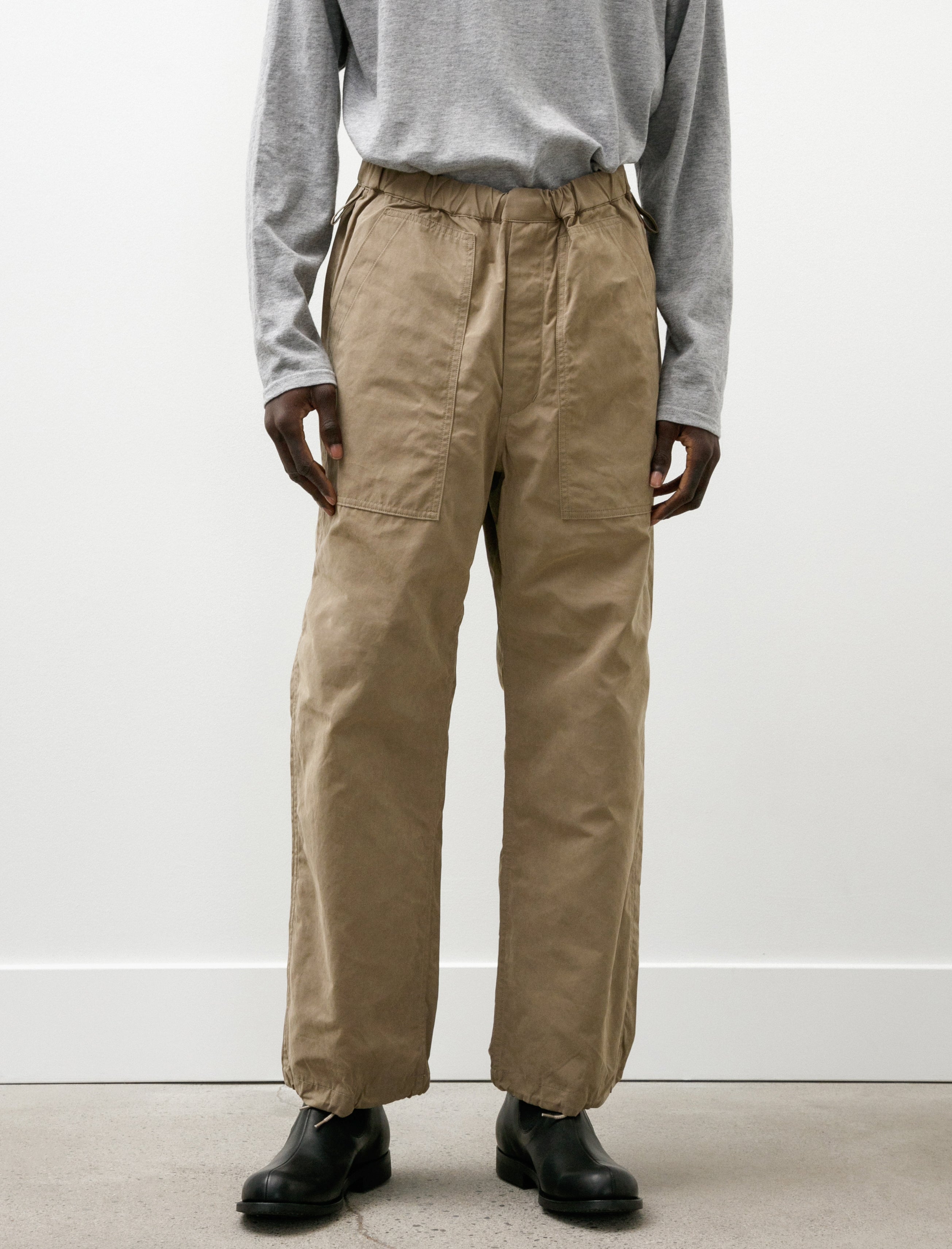 Phigvel Waxed Cloth String Trousers Taupe Beige