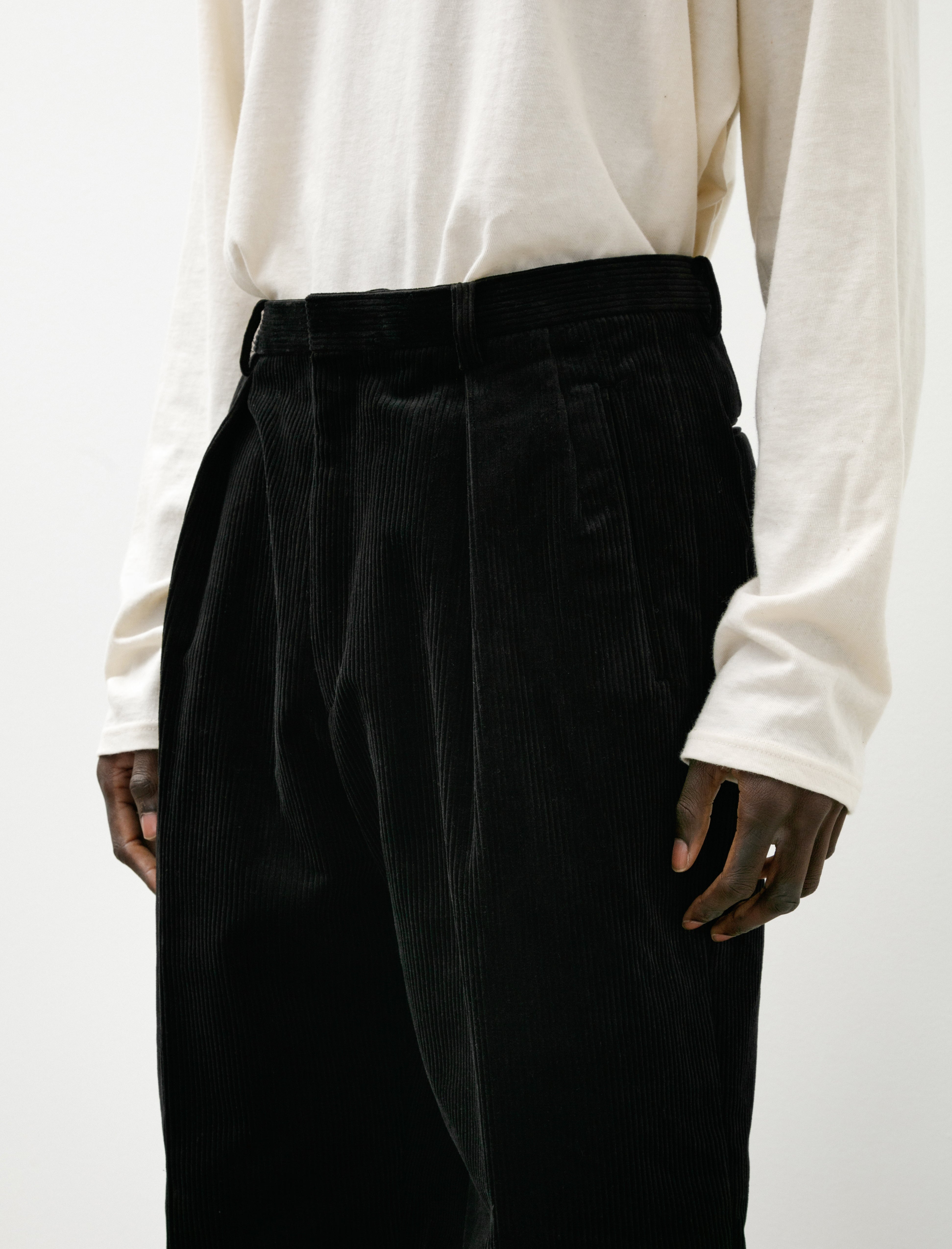 Neat High Density Corduroy Trousers Black