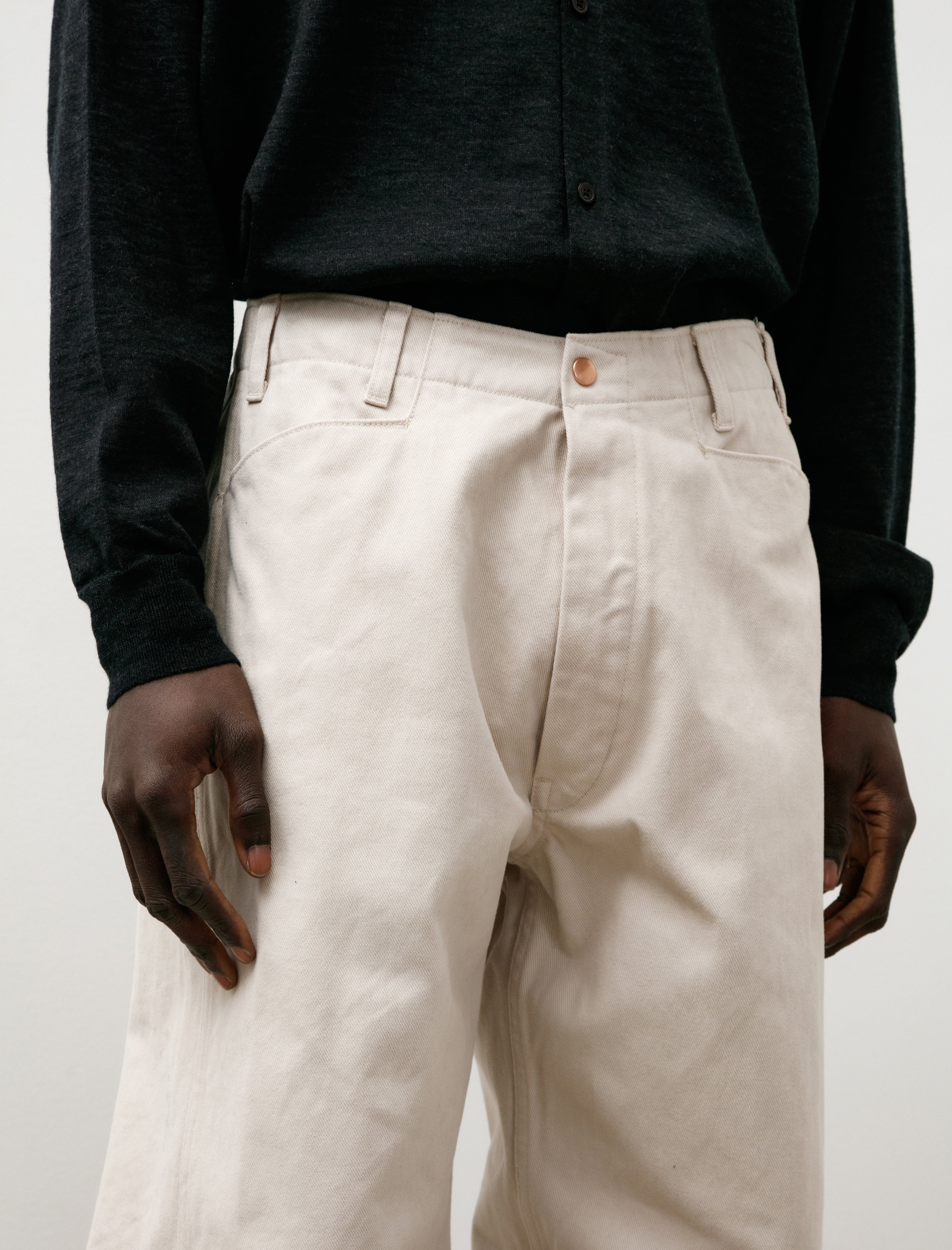 Comoli Cotton Twill Work Pants Ivory