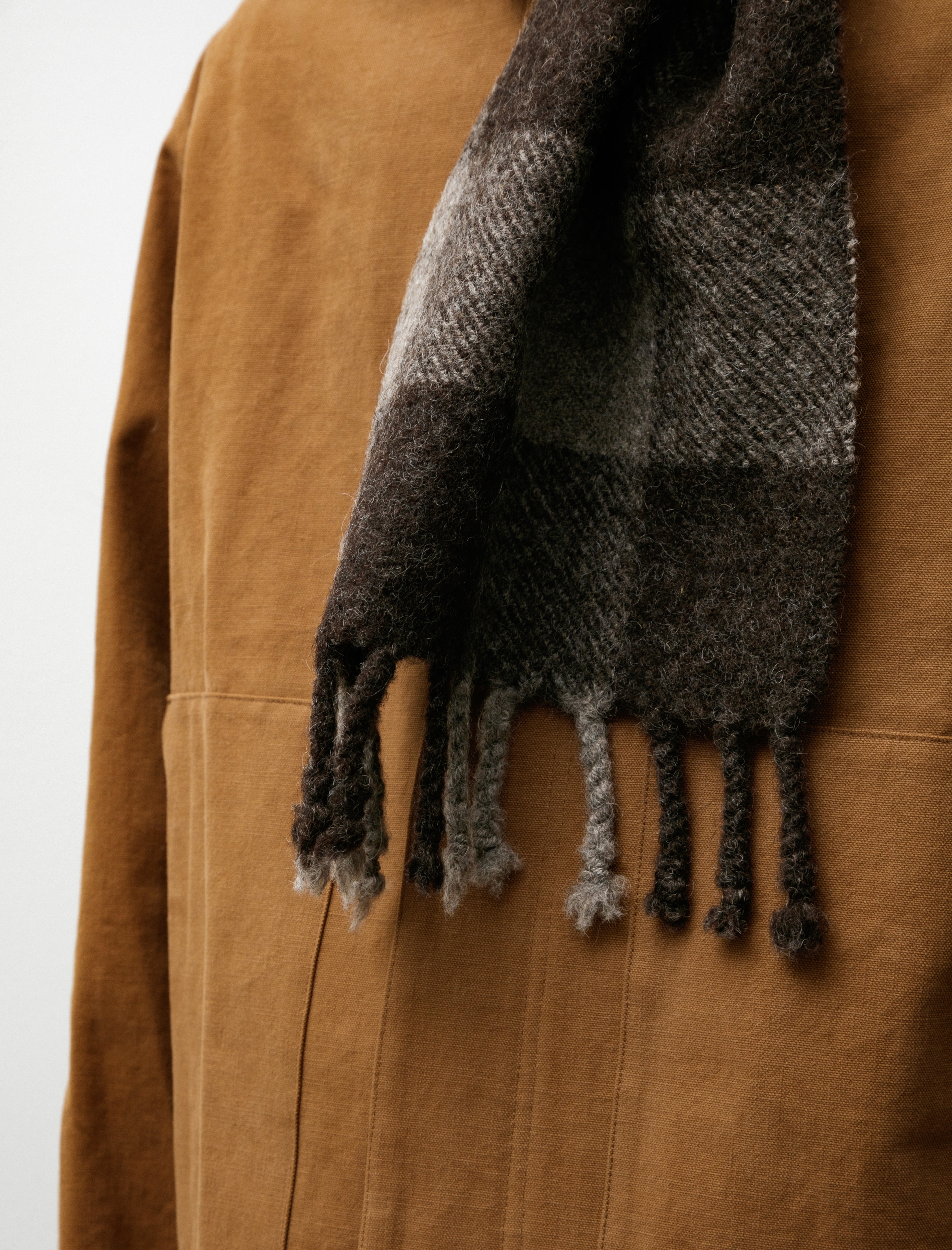 Dana Lee Brown Felted Blanket Scarf Broad Check Sheep's Black